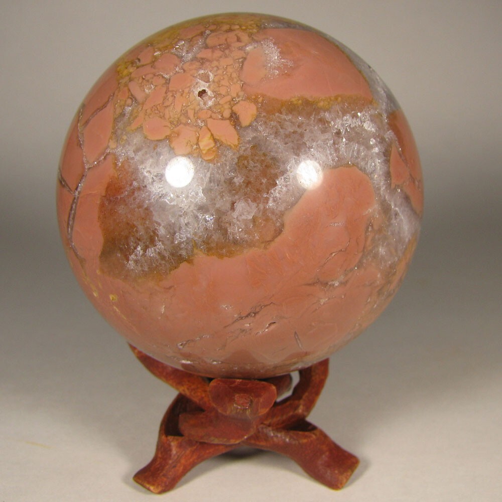 2.7″ PINK AGATE Polished Gemstone Sphere Ball w/ Stand – Brazil – 69mm