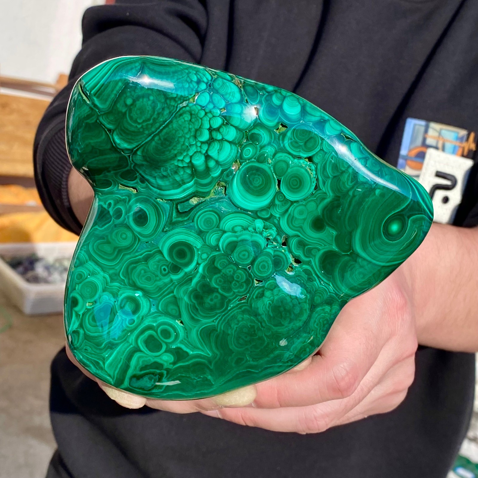 2.07LB Large Natural glossy malachite transparent cluster rough mineral sample