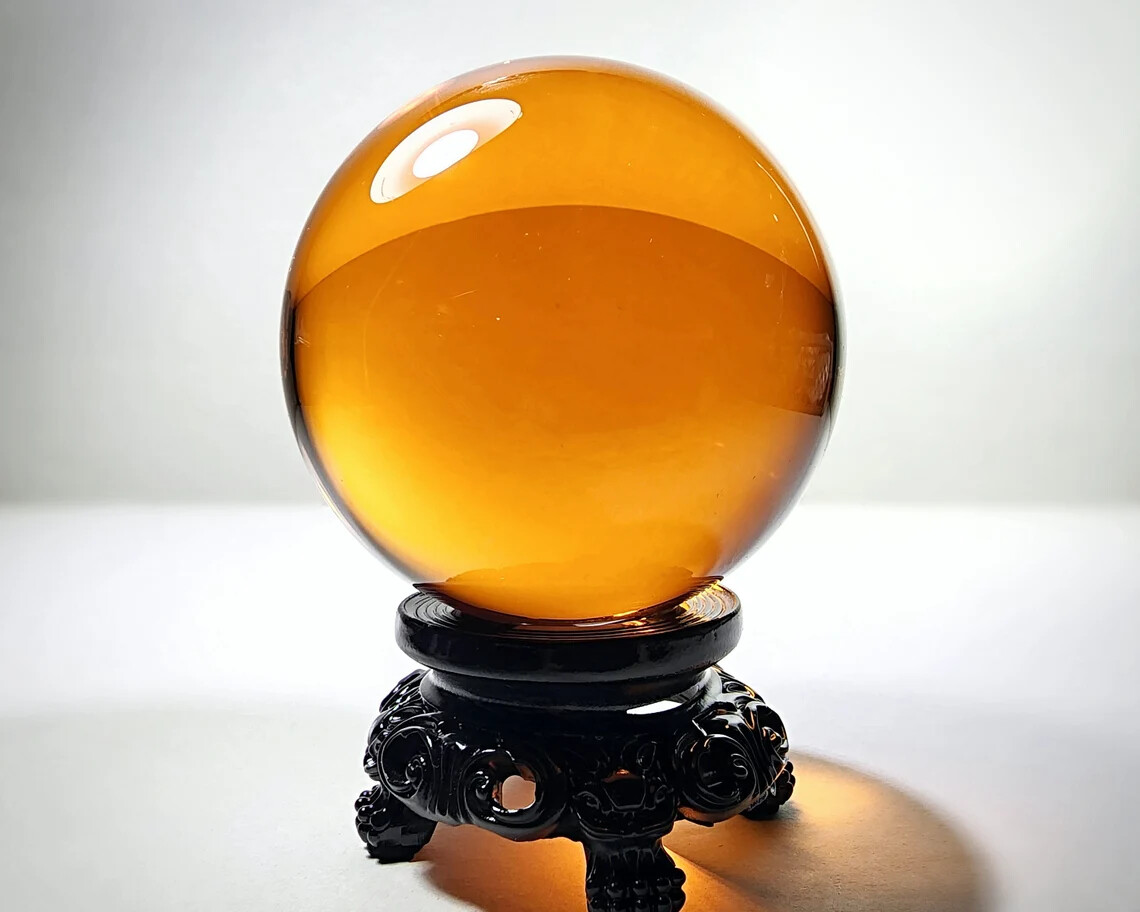 Amber Crystal Ball, 80mm Orange Glass Ball, Amber Gazing Ball, 3.15 Inch