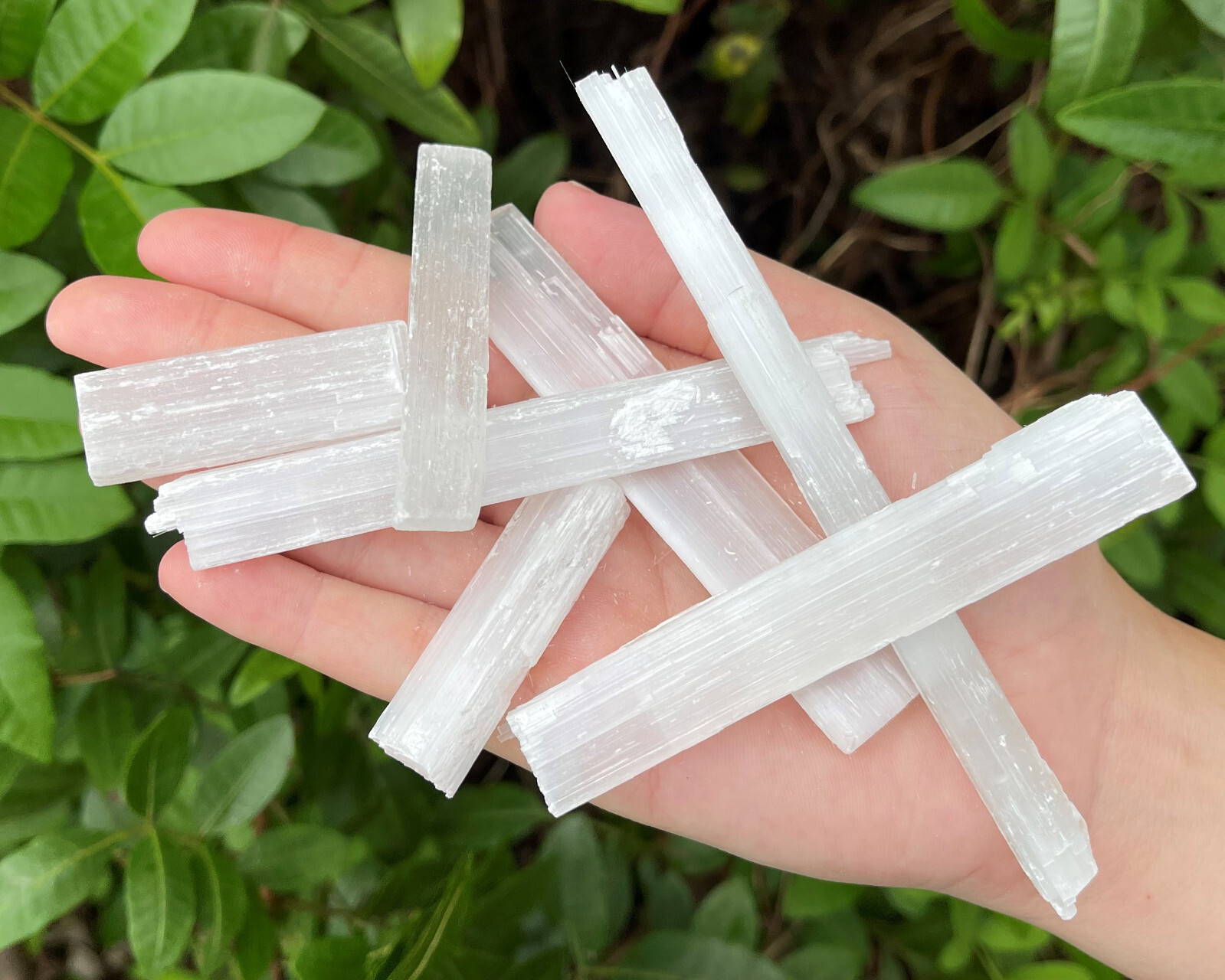 BULK 5 lb Wholesale Lot Selenite Logs Crystal Sticks Wand Blades CLEARANCE