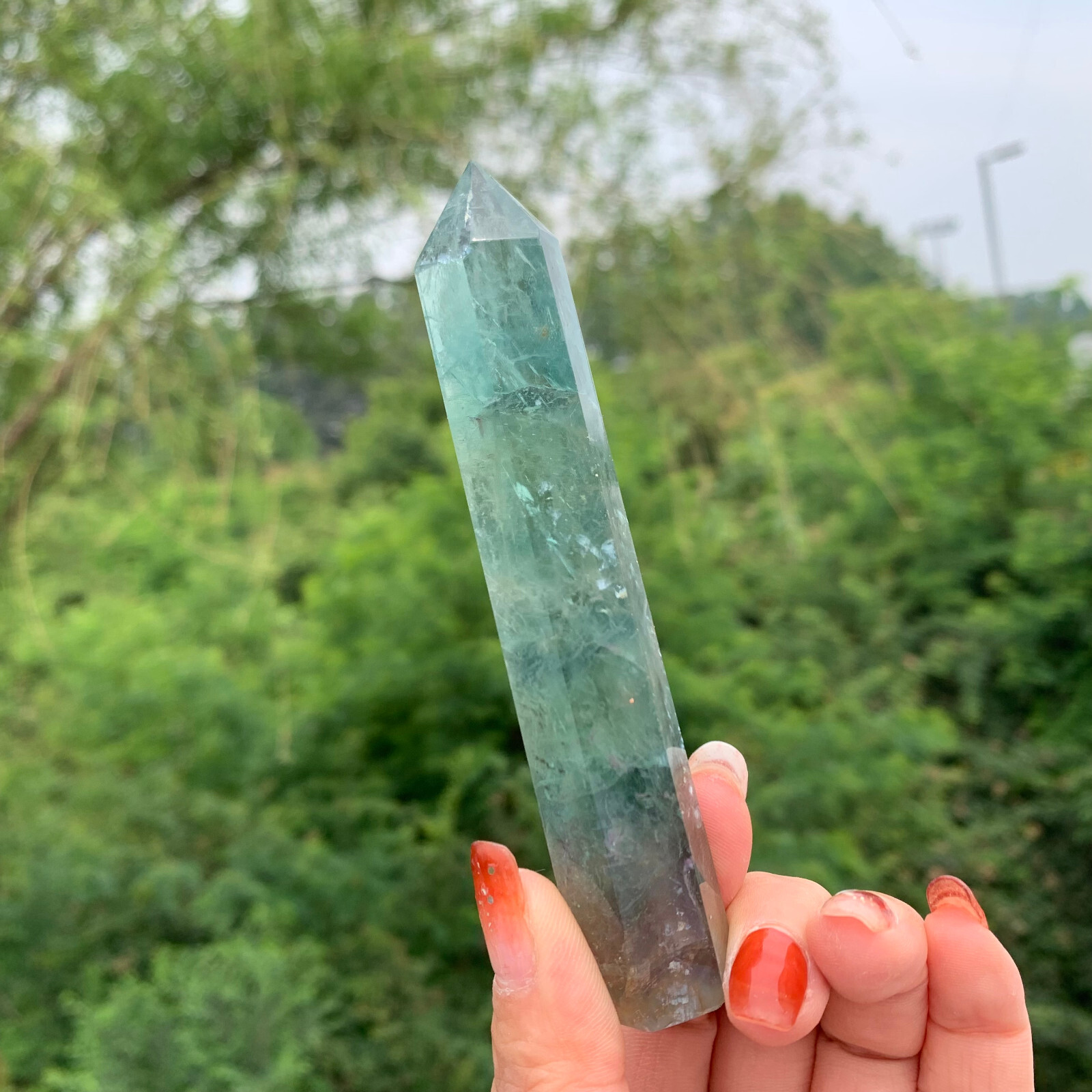 1kg Natural fluorite quartz obelisk crystal wand point healing random G666