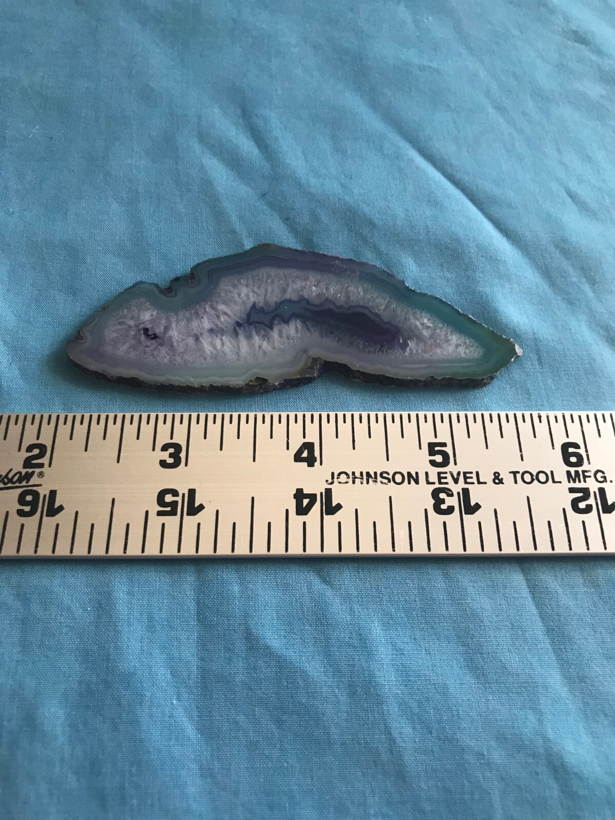 3-5/8” by 1-1/2” Blue Dyed Cut & Polished .69 Ounce Agate Rock Slab Craft Stone