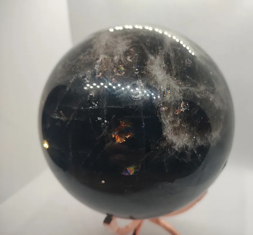 HUGE Smoky Quartz Sphere With Stand! Over 5 Pounds! Natural Stone Crystal Ball