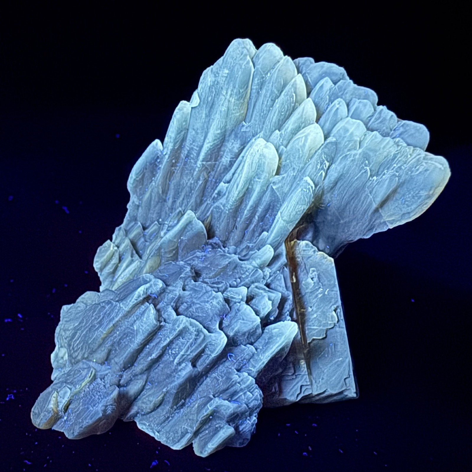 Nice Fluorescent Calcite Xls: Dalen-Kjørholt Mine, Brevik, Telemark, Norway