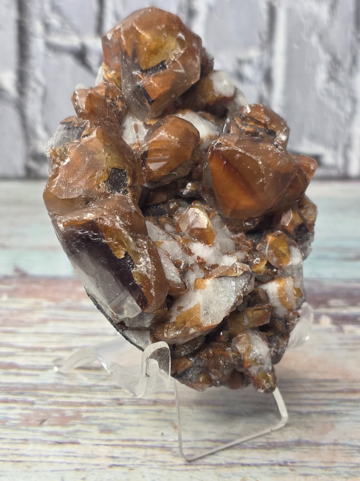 Natural Chocolate Calcite Crystal Cluster on Quartz Ojuela Mine Mexico 198.36g
