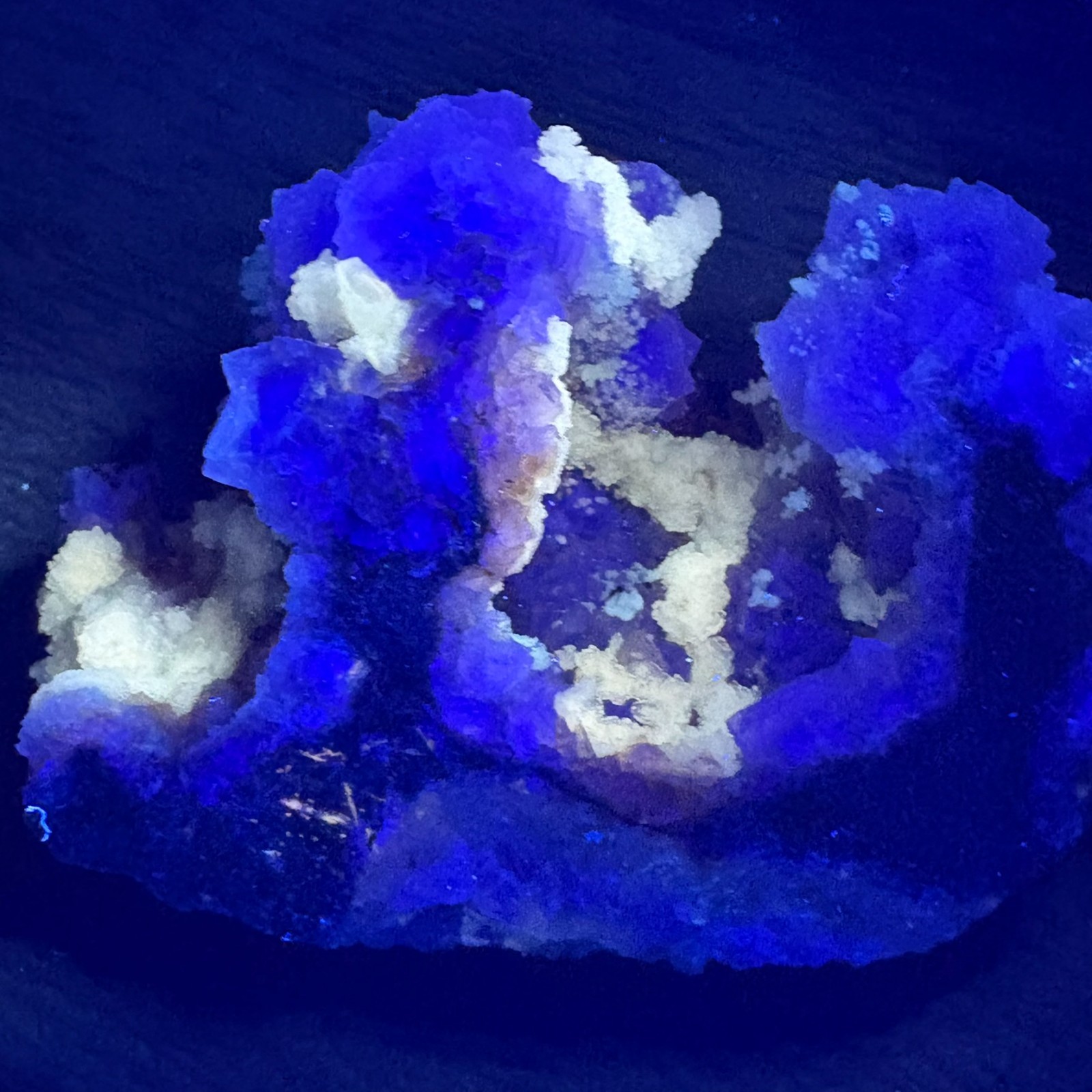 Rare Dual Color Fluorescent Natural Fluorite w/ Gypsum Raw Mineral Specimen