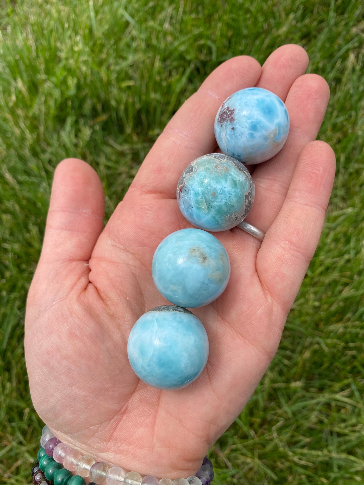 Larimar Sphere – Polished Stone, Natural Larimar from Dominican Republic