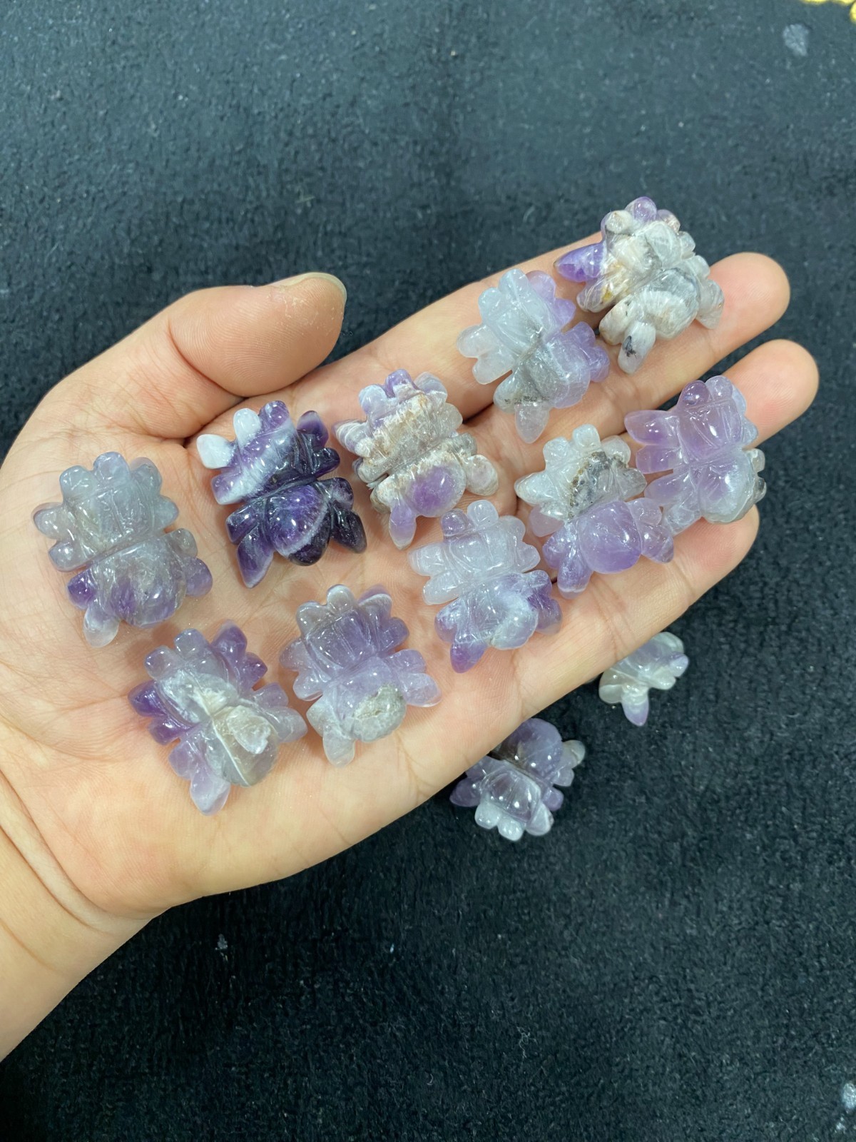 5pcs Natural Dreamy Amethyst Quartz Carved Spider skull Crystal reiki healing