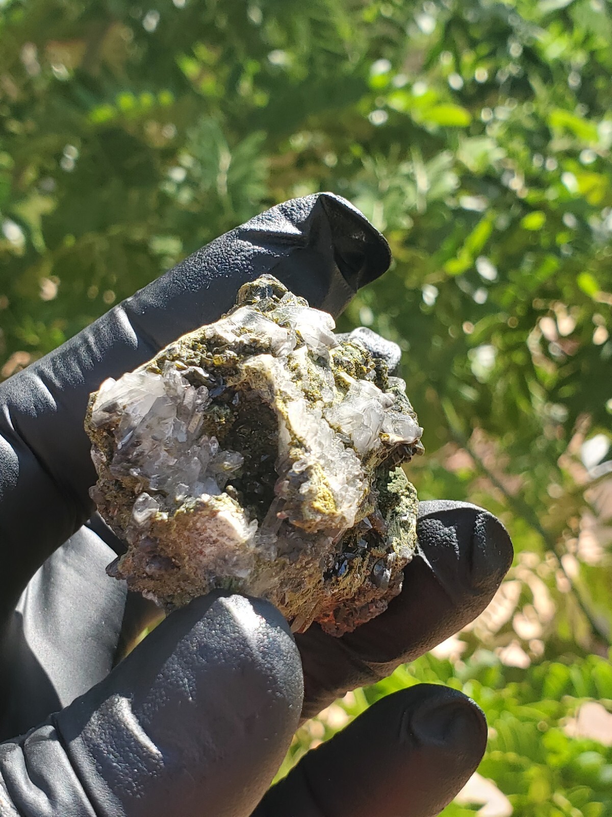 64gNatural Epidote, Super Sparkly Green Epidote with Quartz Specimen, Epidote