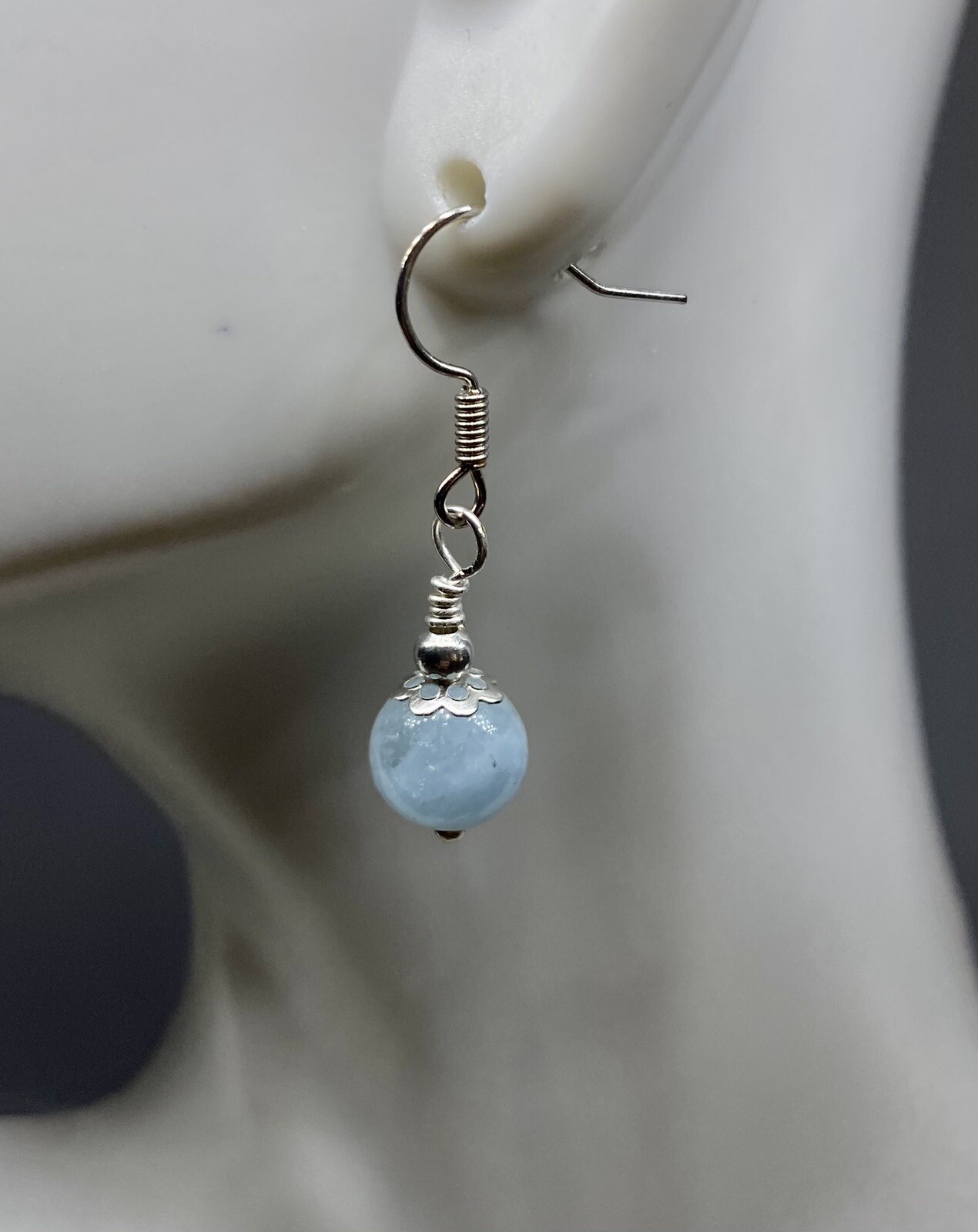 Aquamarine Genuine Rough Crystal (1 1/2in) Earrings, & Selenite Stick Set