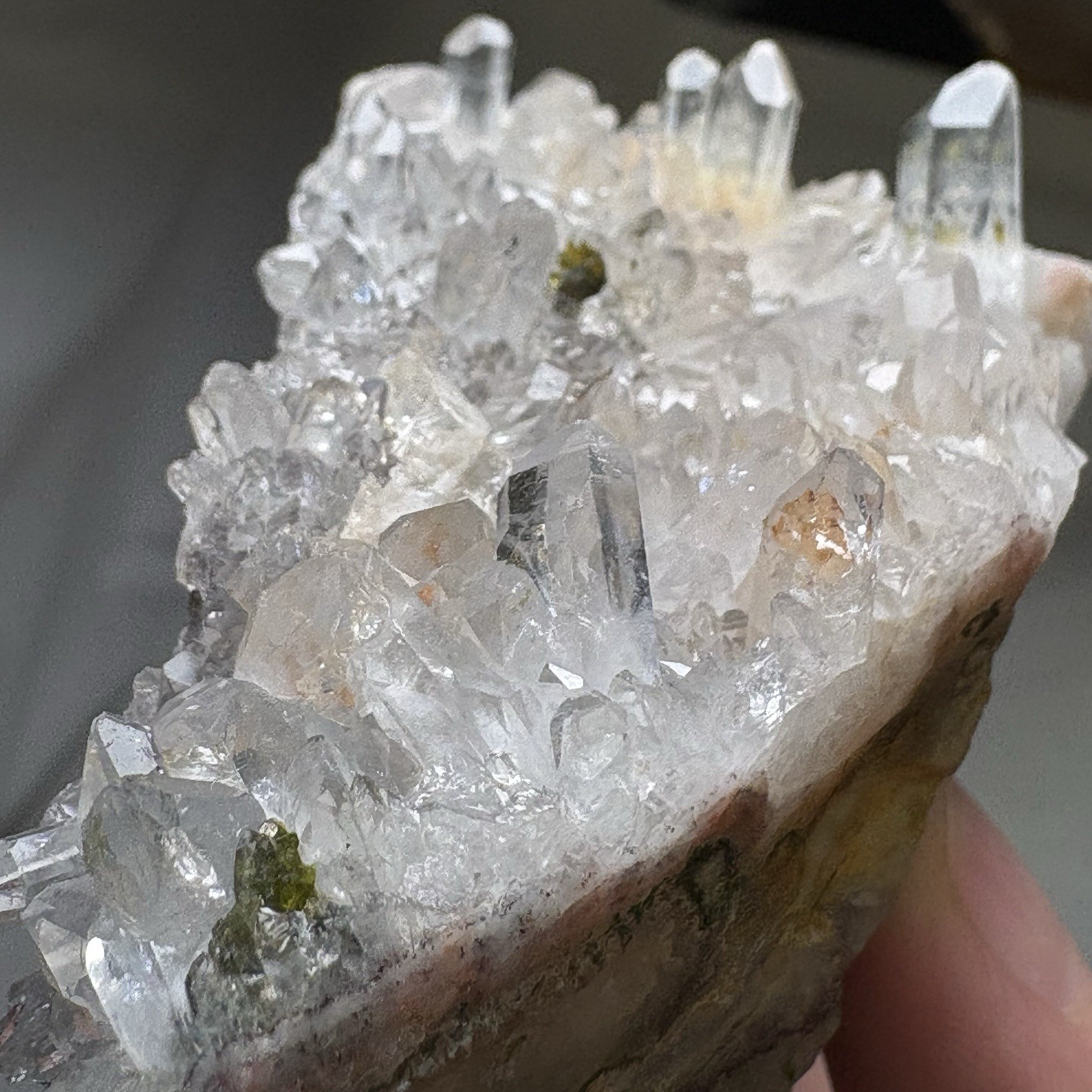 Natural Garden Quartz Crystal w/ Epidote Cluster Raw Mineral Specimen Healing