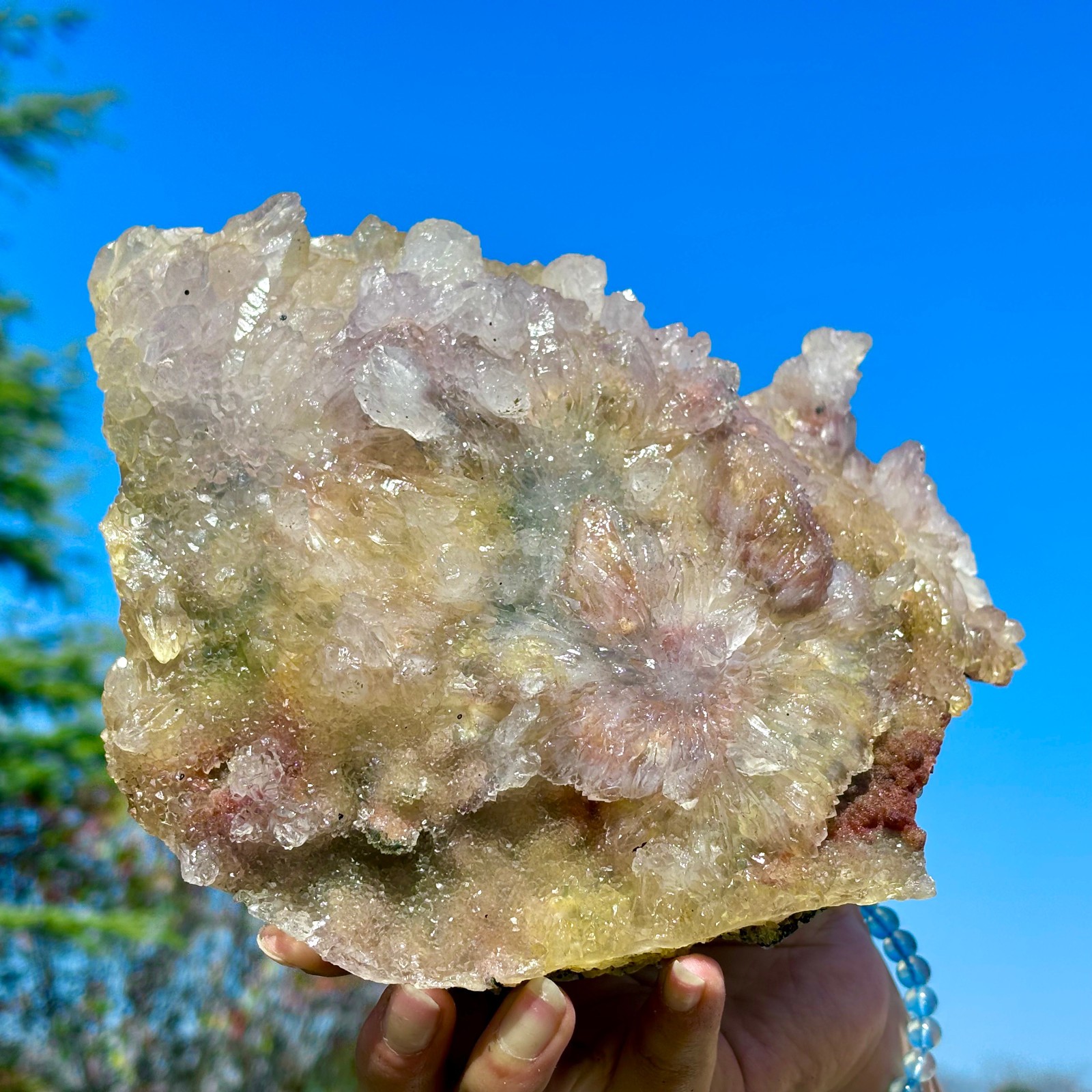 2.08LB Rare Natural Transparent Sunflower Fluorite Mineral Crystal Sample/China