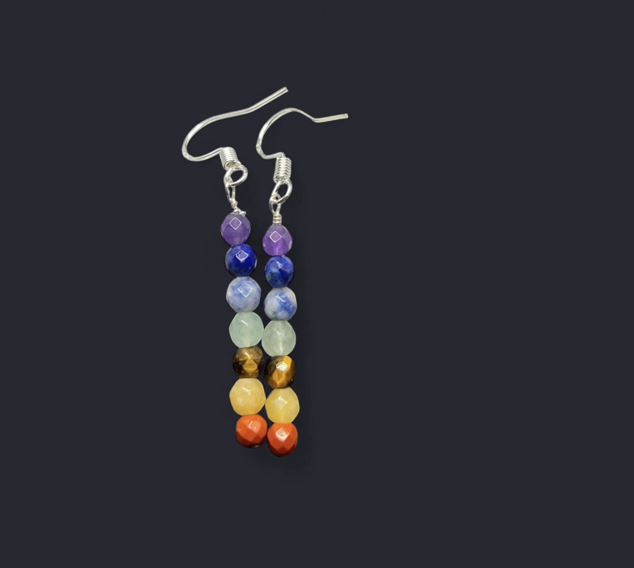 7 Chakra Stone .925 Sterling Silver Earrings