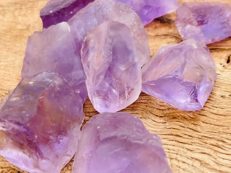 3PCS Genuine Amethyst Raw Stone Rough Amethyst Crystal Chunk Healing Home Decor