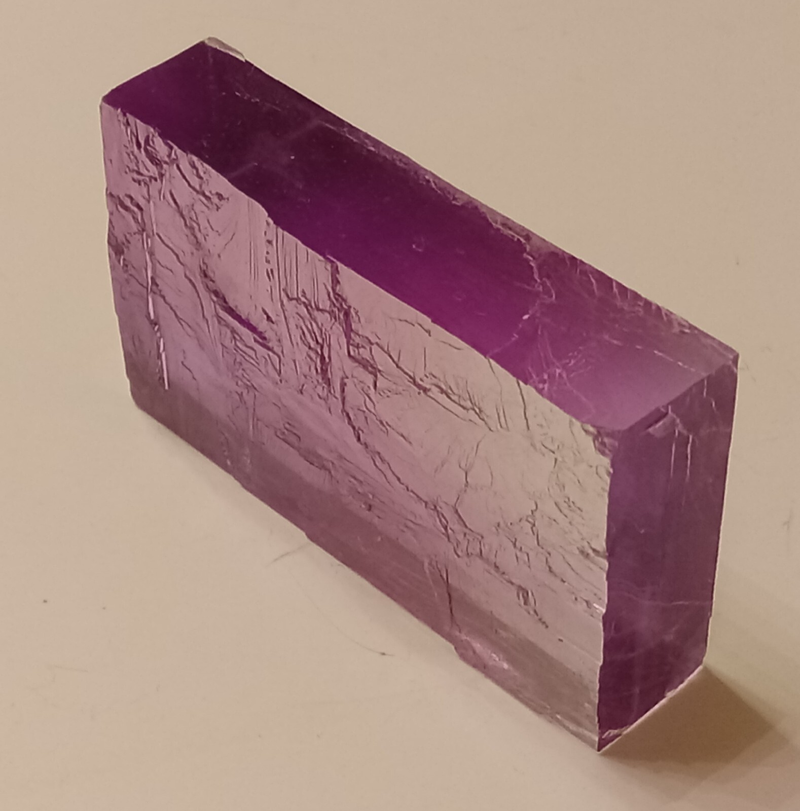 PURPLE HALITE CRYSTAL. Rectangle Shape. Transparent & Clear. 22 grams. 110 ct.