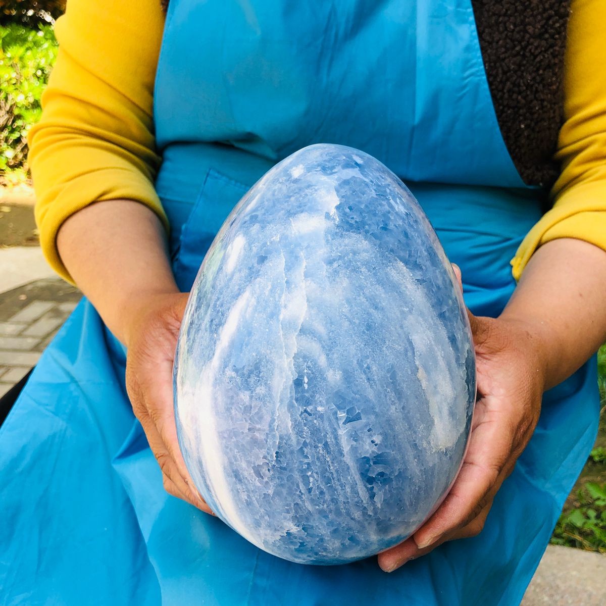 9.3LB Natural Beautiful Blue Crystal Egg Crystal Mineral Specimen Healing 4766