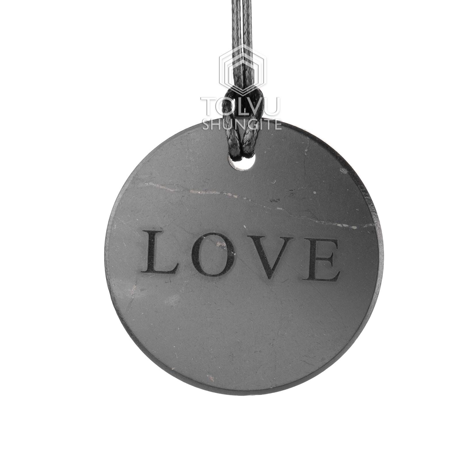 Real Shungite pendant “Love” Natural Karelian black shungite mineral, C60 Tolvu