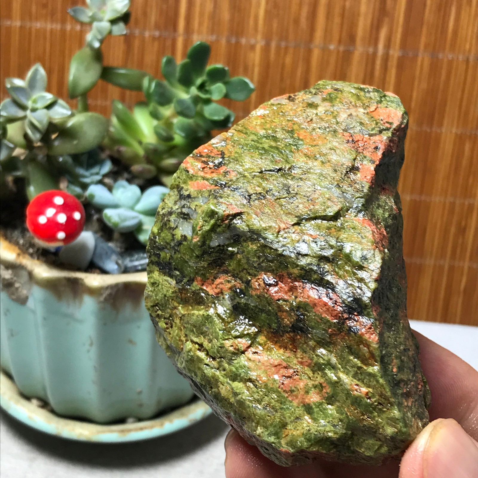 213g Natural Unakite Crystal gemstone Rough Mineral Specimen healing A6356