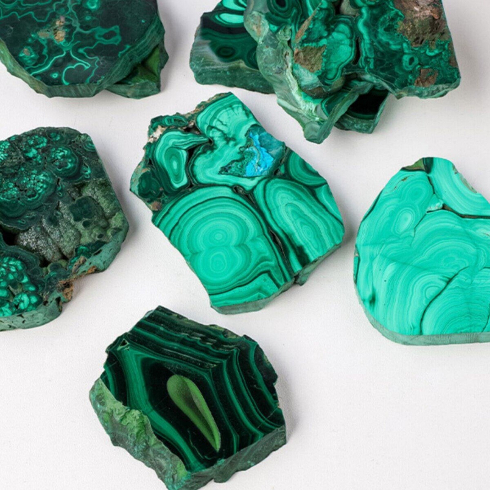 Natural Malachite Slice Rough Crystal Mineral Specimen Display Stone 350-500g