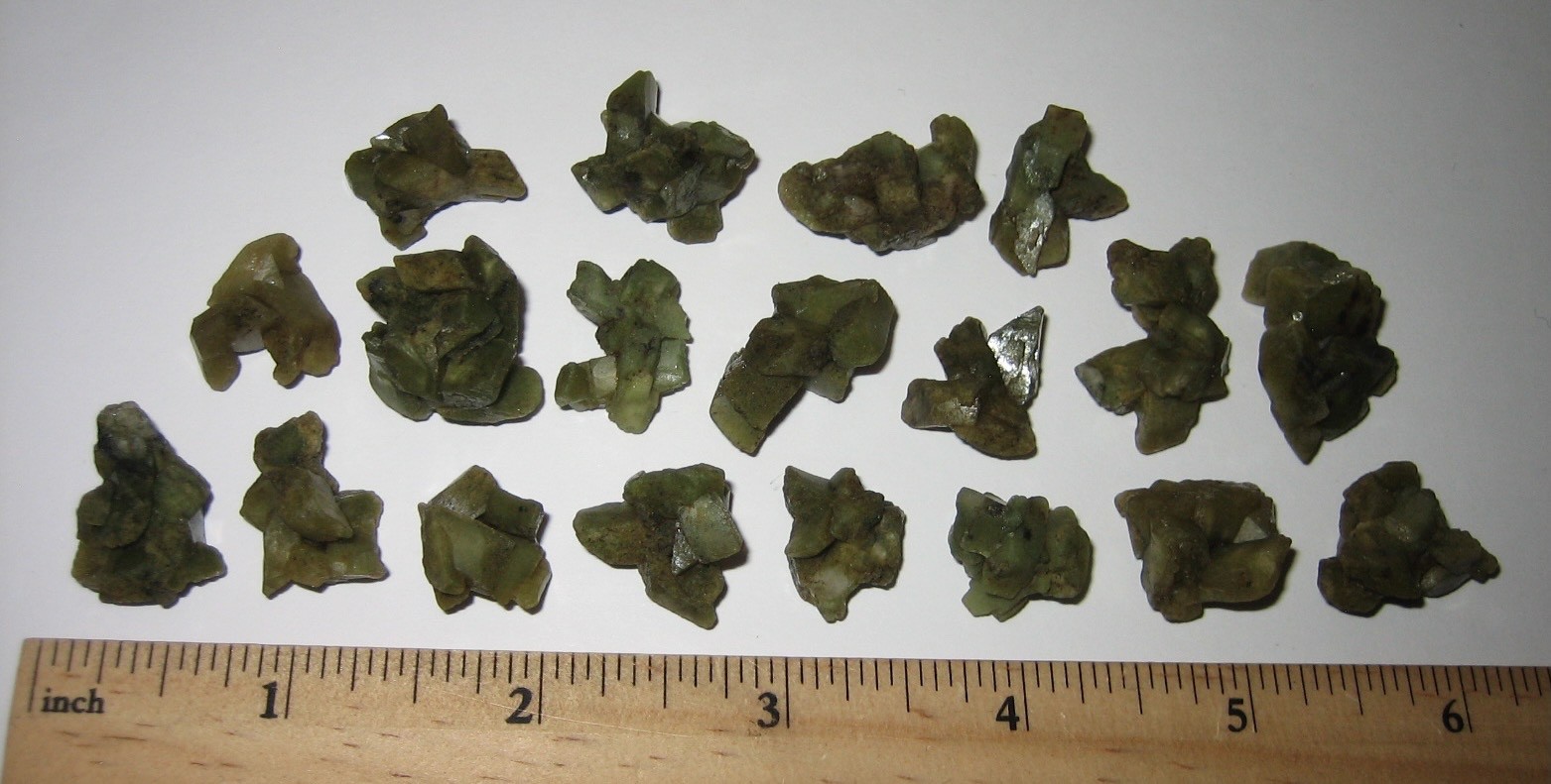 19 TINY / SMALL NATURAL ROUGH GREEN HEULANDITE CRYSTAL CLUSTERS INDIA ~ 45.2g *1