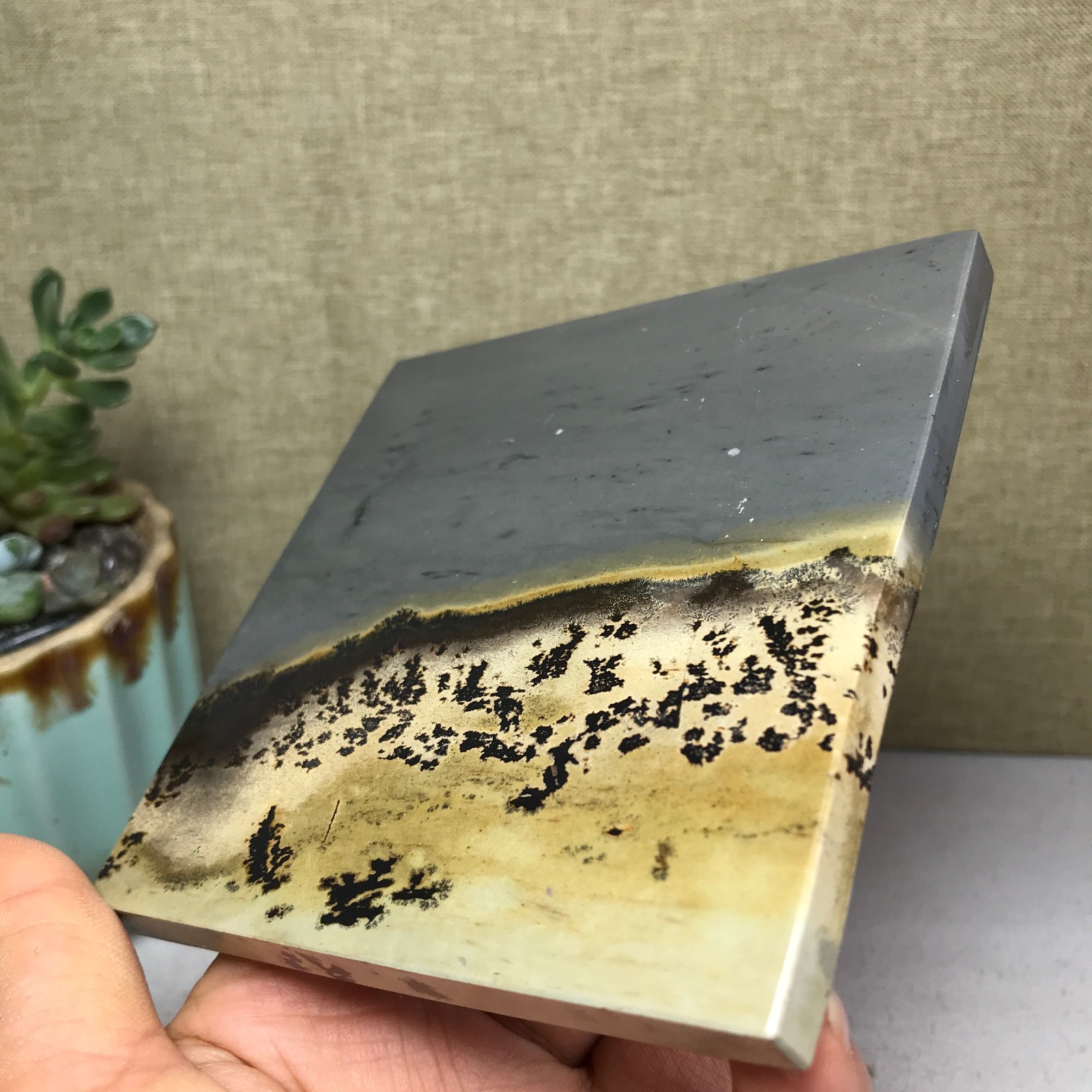 Natural Chinese painting stone crystal ornaments for home decoration 202g A5361