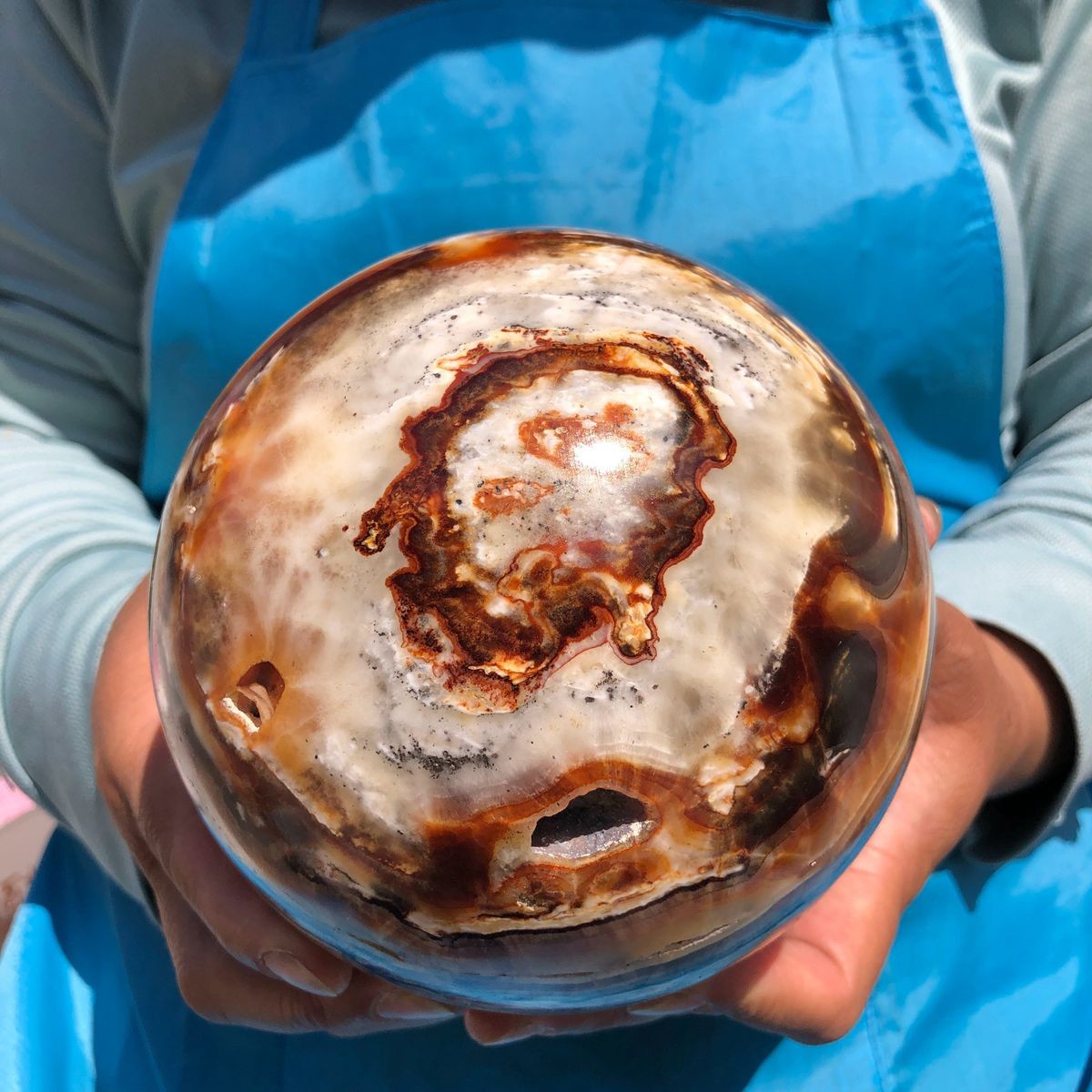 7.12LB Rare Natural Striped Agate Ball Quartz Crystal Sphere Aura Healing 4824
