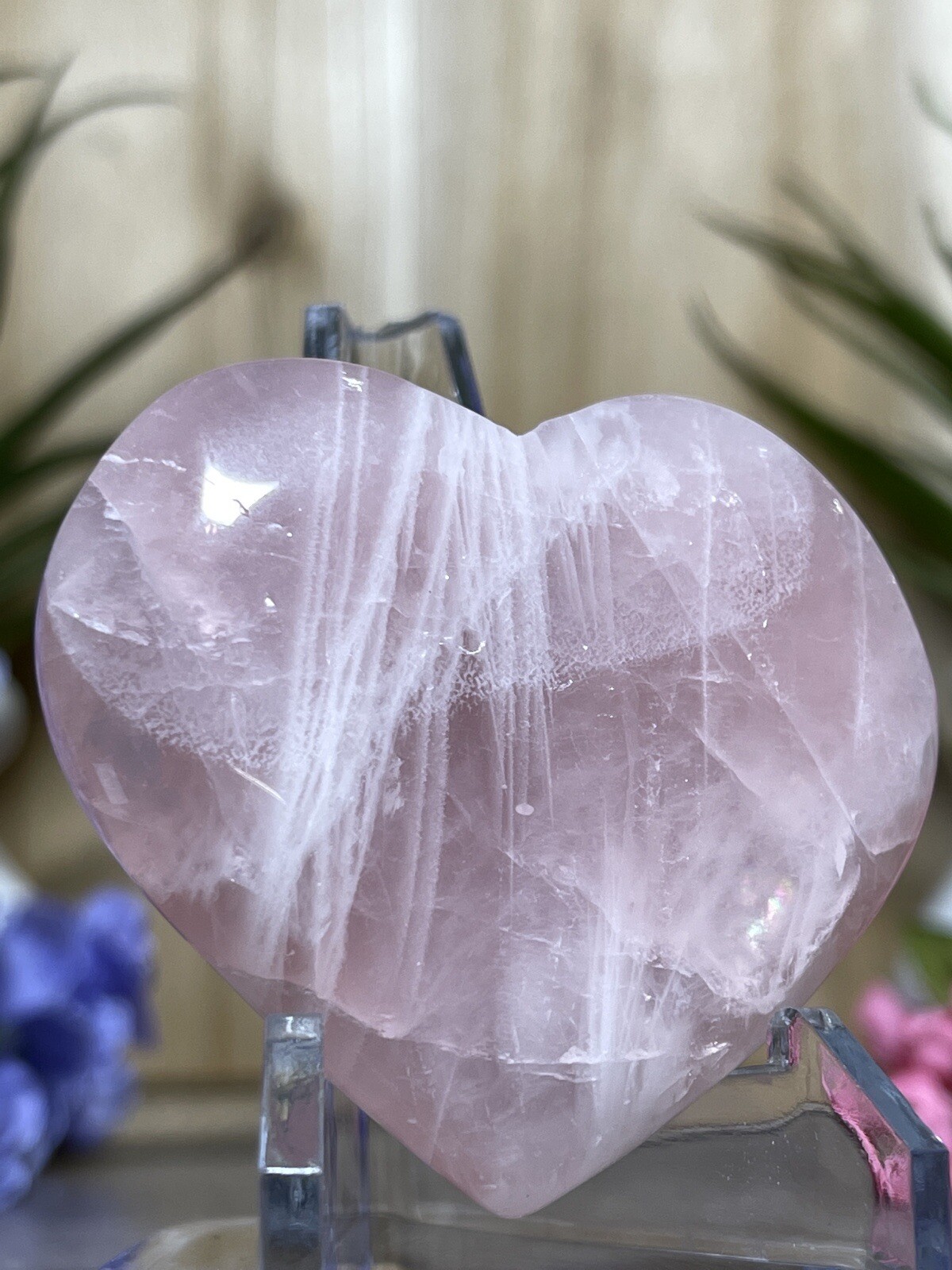 ROSE QUARTZ HEART – Palm stone Mineral Pink Chakra Reiki Witch Wiccan Yoga Decor