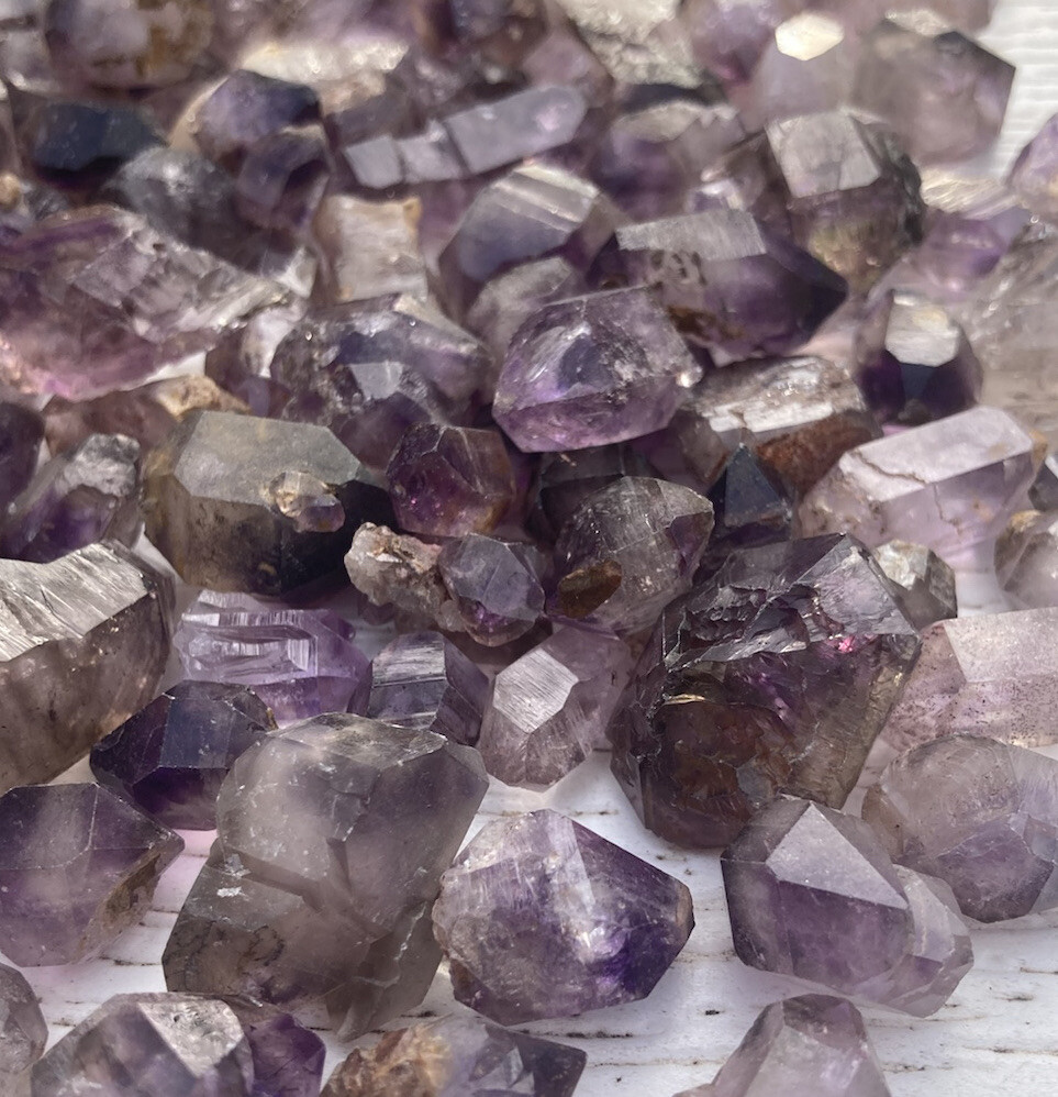 3 pcs Lot SHANGAAN SMOKY AMETHYST Healing Crystal Points Bulk Chiredzi Zimbabwe