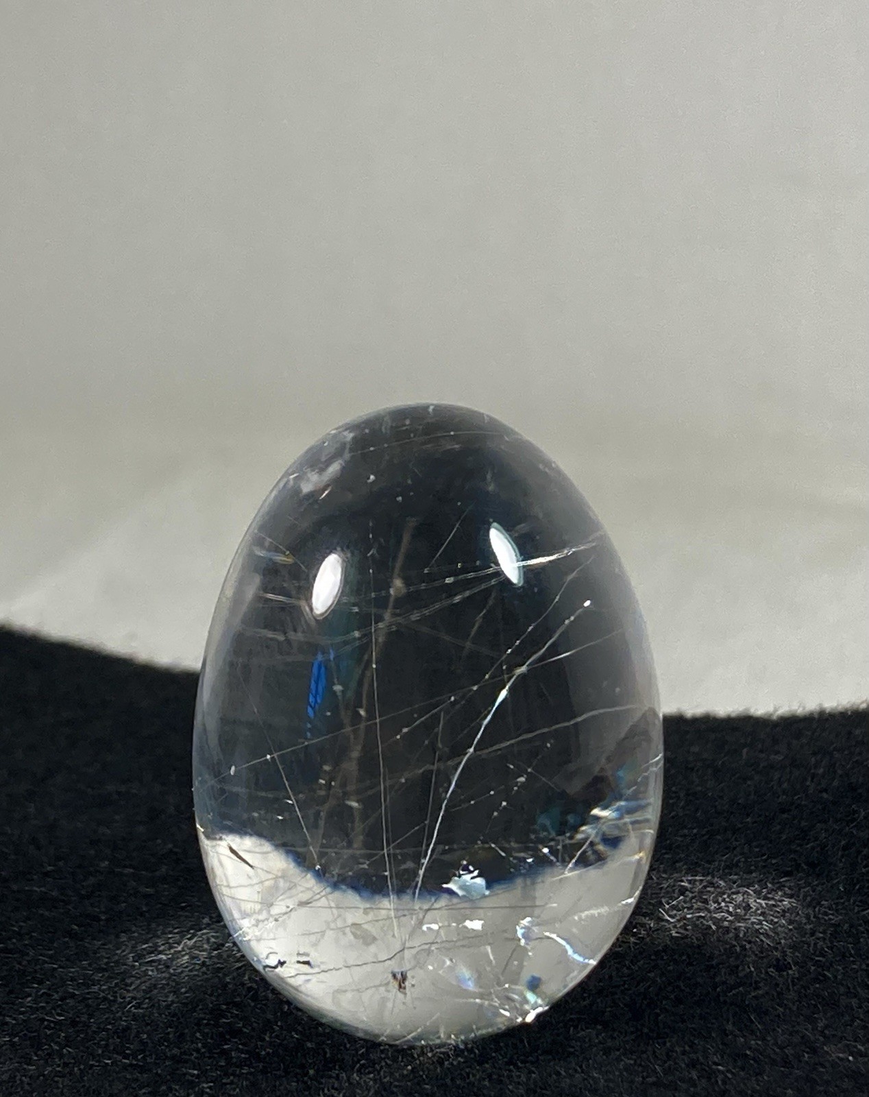 Rutilated Quartz natural fine Egg clear 33 grams 1.5”across hairy mineral