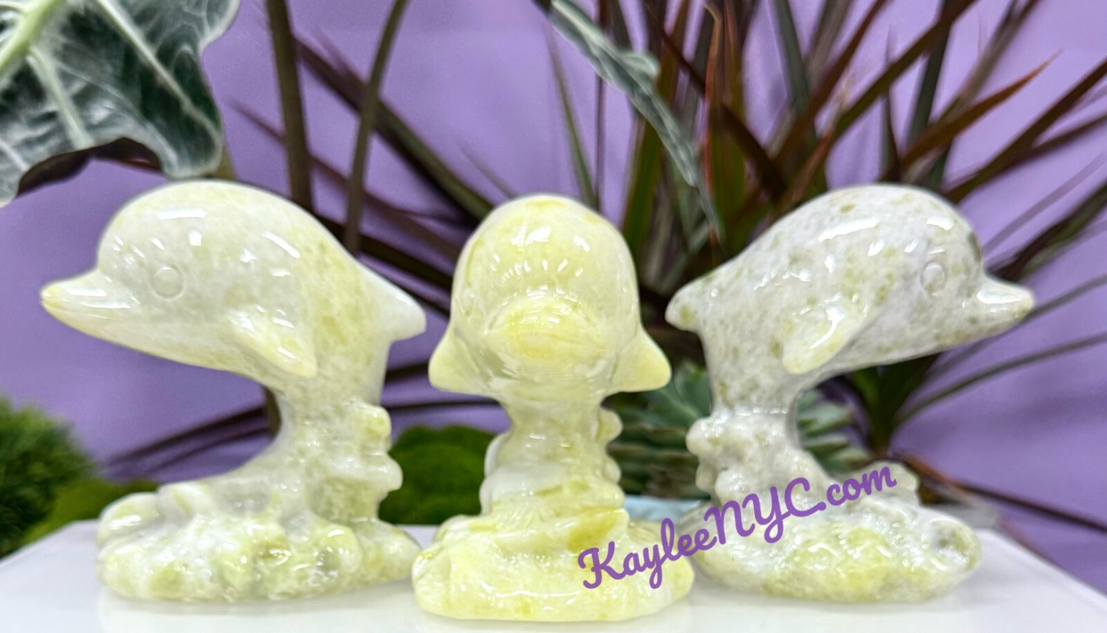 Wholesale Lot 3 Pcs Natural Lantian Jade Dolphins Crystal Healing Energy