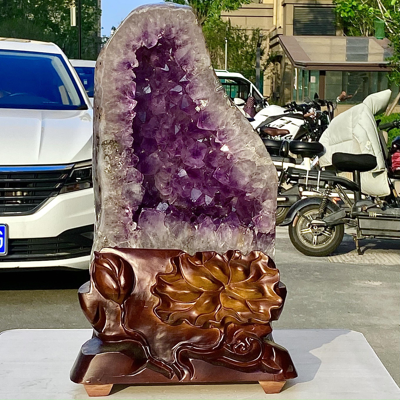 35.2LB Brazilian Amethyst Crystal Cave Stone Cluster Quartz Geode Healing