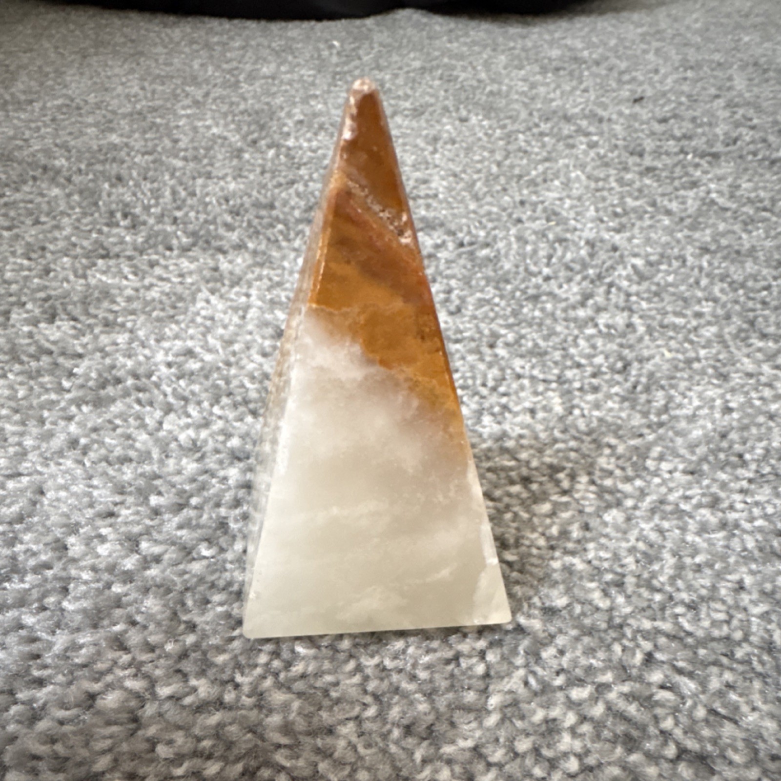 Brown and White Onyx Pyramid Crystal Display Specimen 3 Inches