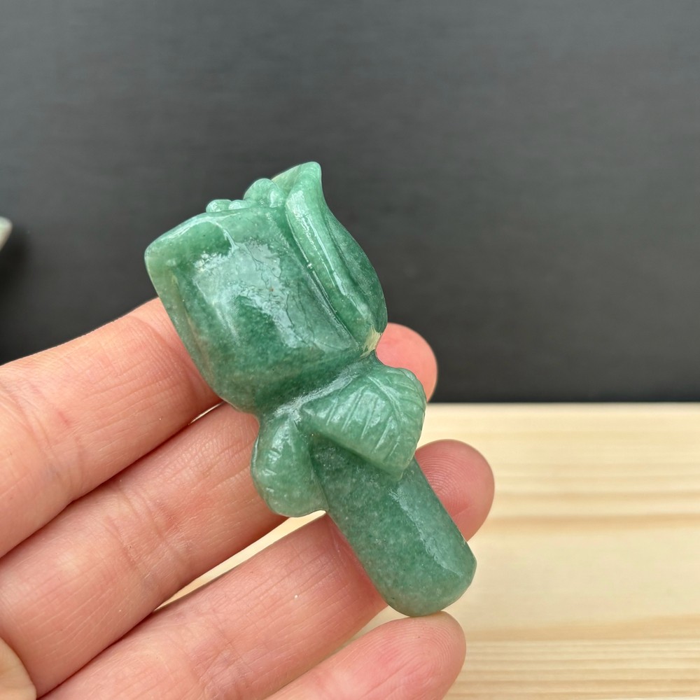 2.3″ Natural Aventurine Quartz Rose Carved Crystal Flower Skull Healing Gift 1pc