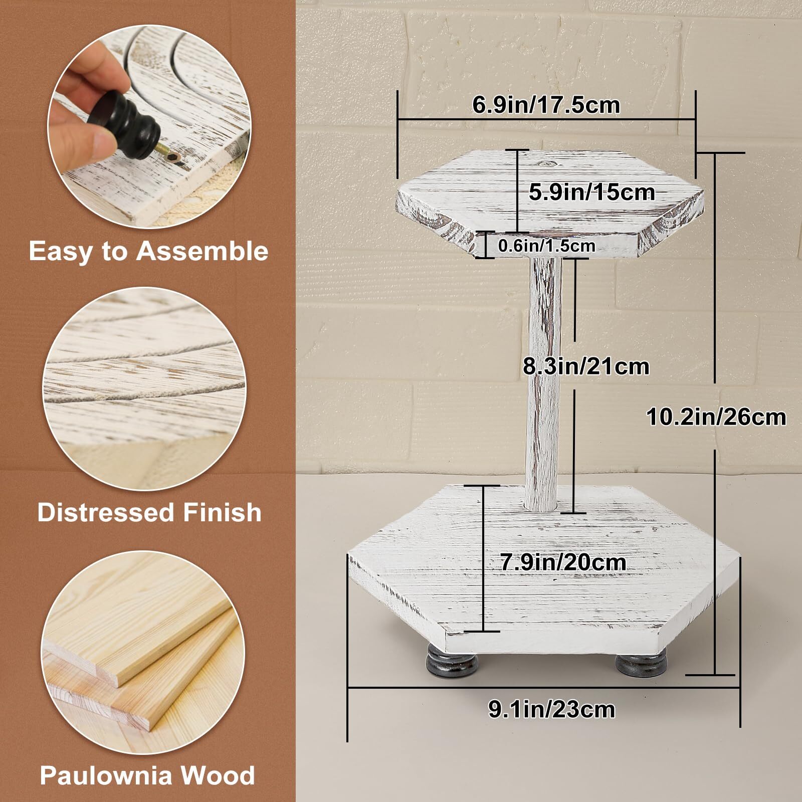 Hexagonal Wood Riser For Display 2pack Wood Farmhouse Riser For Kitchen Bathroom
