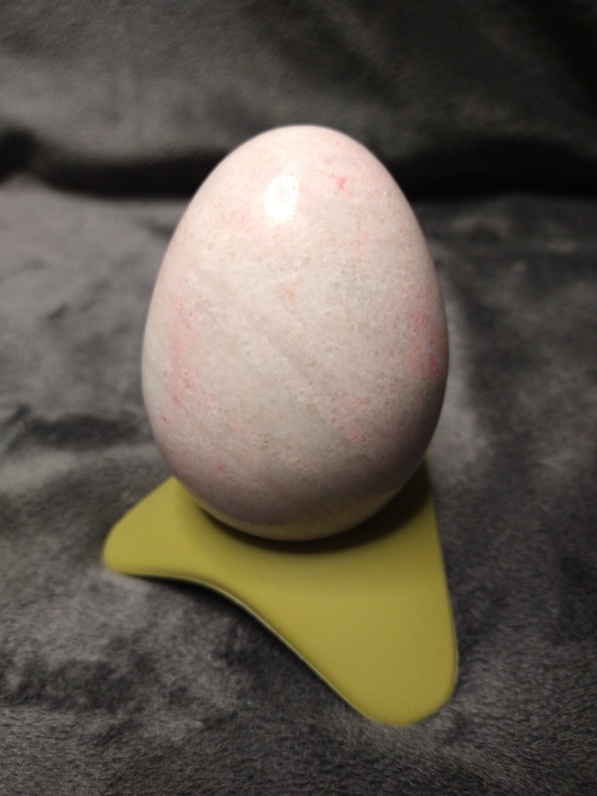 Pink Speckled Polished Marble Egg 3″ x 2″ No stand