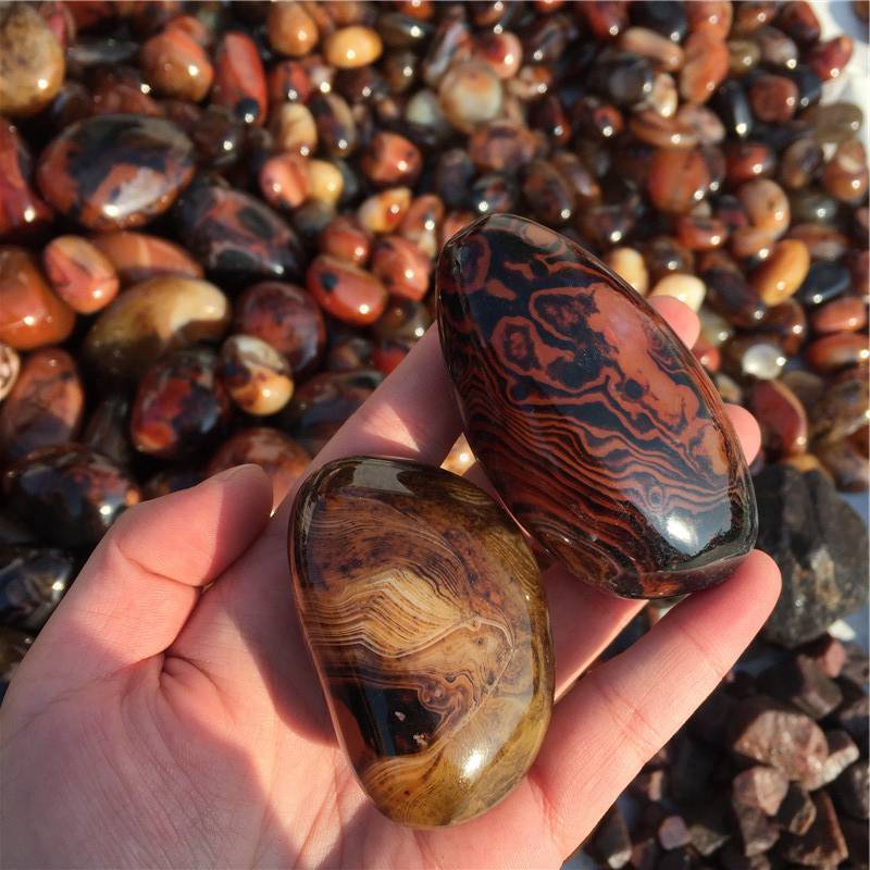 20-100MM Natural Silk Banded Lace Agate Crystal Sardonyx Carnelian Quartz Stone