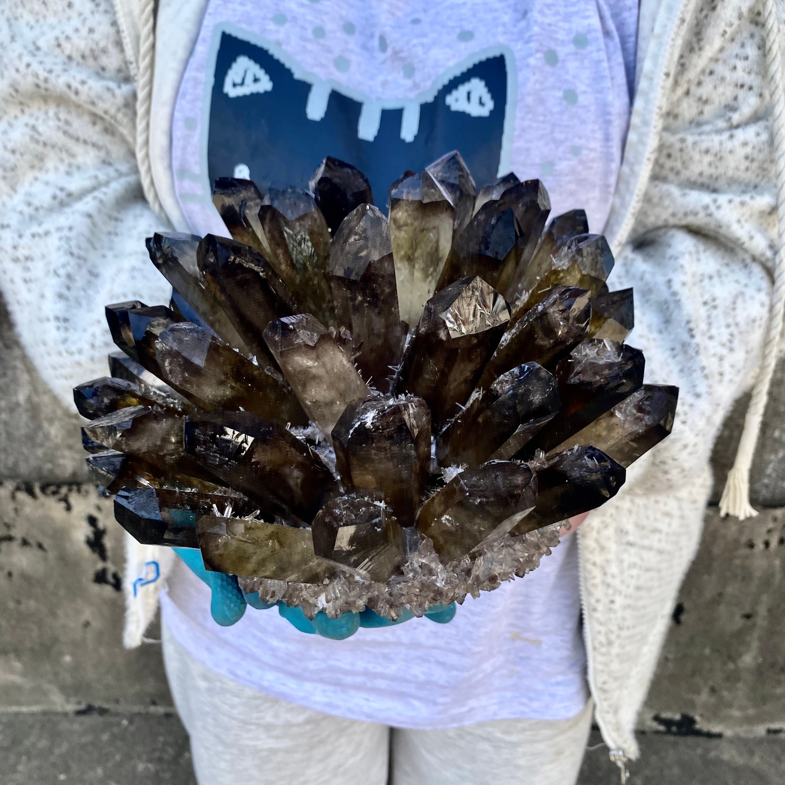13.27LB New Find black Phantom Quartz Crystal Cluster Mineral Specimen Healing
