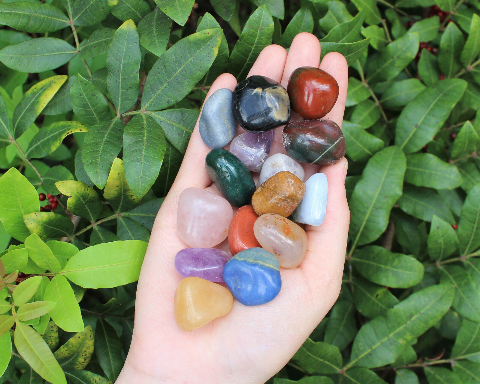 Assorted Mixed Tumbled Stones 2 lb Wholesale Bulk Lot MEDIUM Chakra Reiki Mix