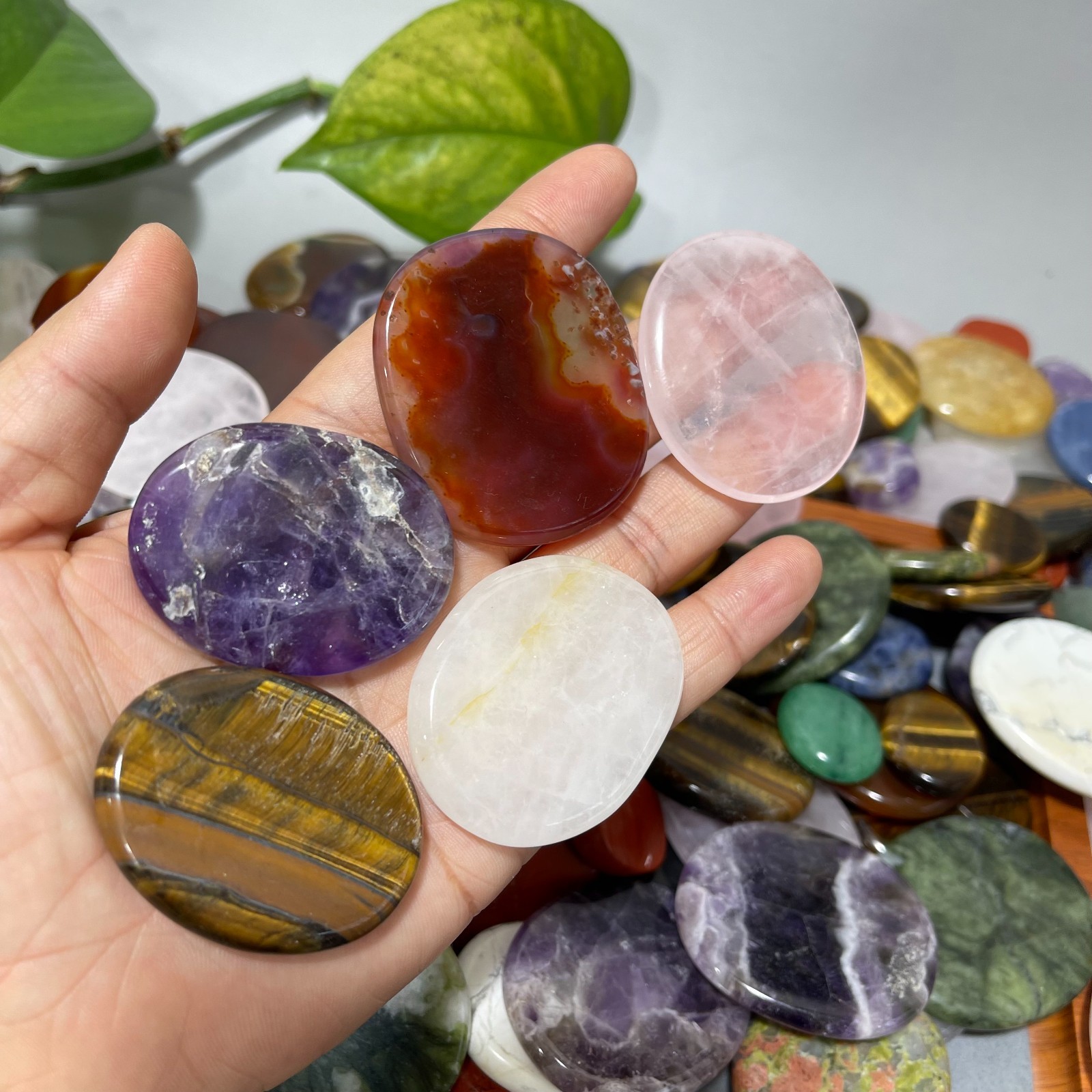 Wholesale Lot 10PCS Natural Mix Quartz Palm Stones Crystal Healing