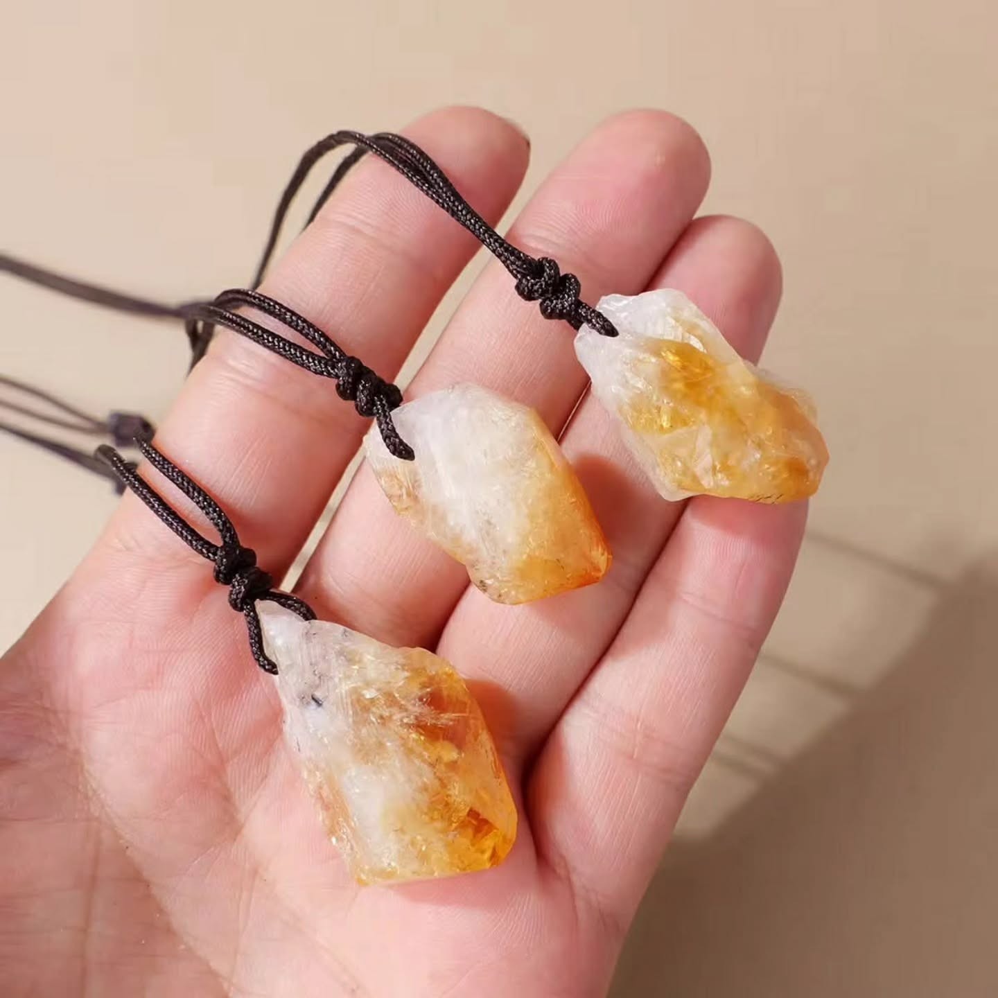 Raw Citrine Pendant Necklace Natural Crystal Prosperity Healing Stone