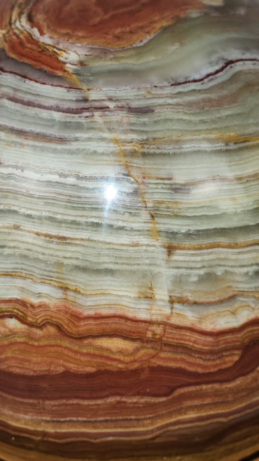 Natural Banded Onyx Stone Sphere Ball w/ Wooden Stand Decorative Mineral，6.7lb