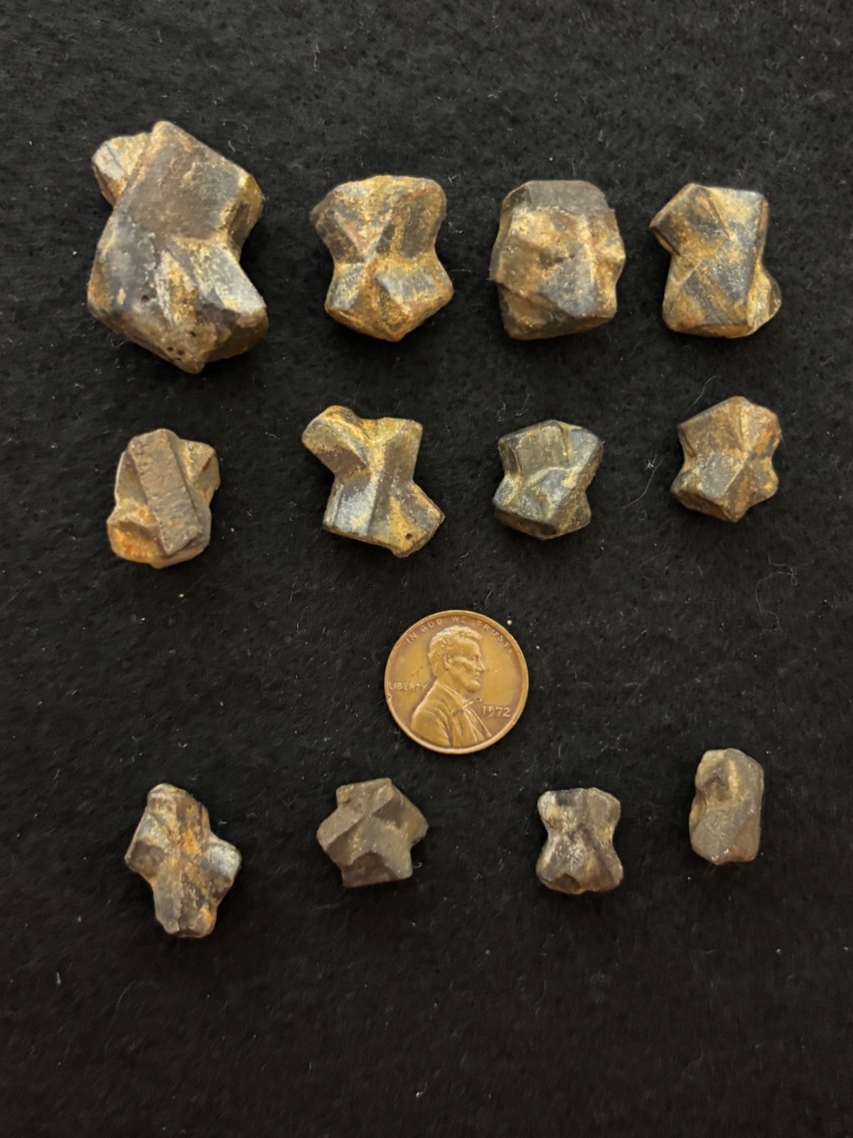 12 Natural Staurolite Fairy Cross Crystals Fannin County Georgia Mineral Lot