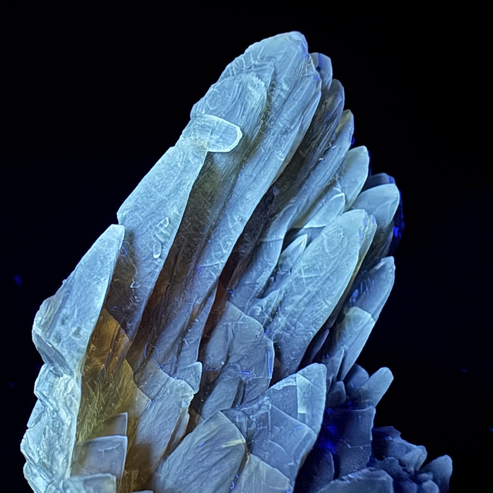 Nice Fluorescent Calcite Xls: Dalen-Kjørholt Mine, Brevik, Telemark, Norway