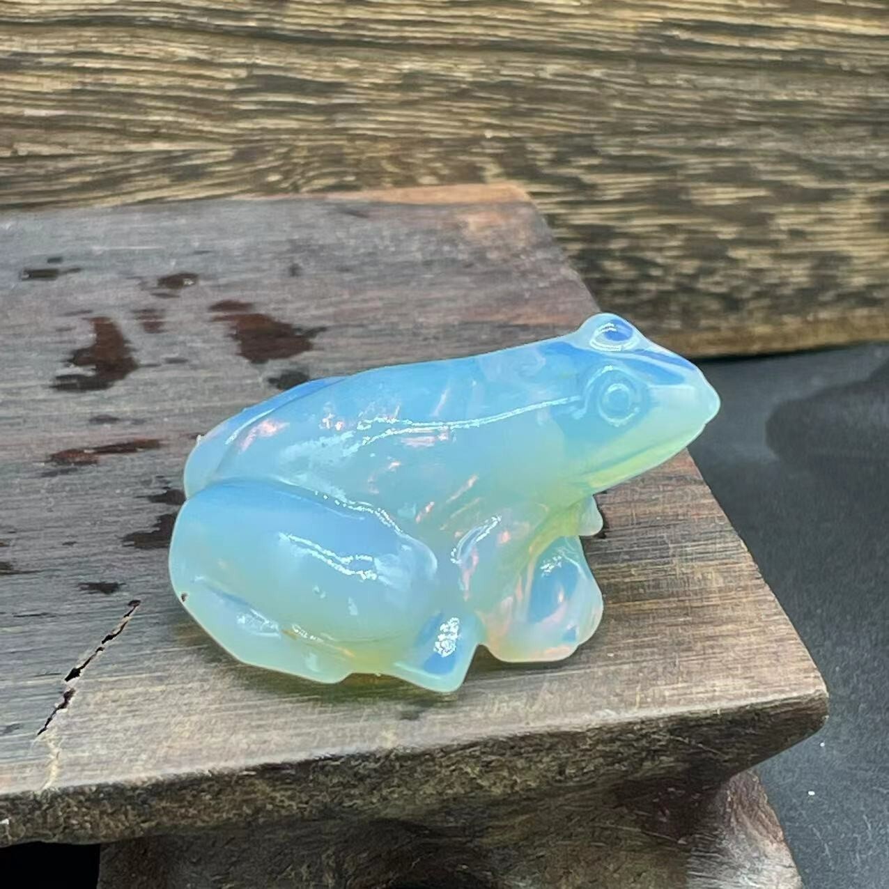 1.5” Natural Crystal Mineral Specimen Opal Hand-Carved Exquisite Frog Healing
