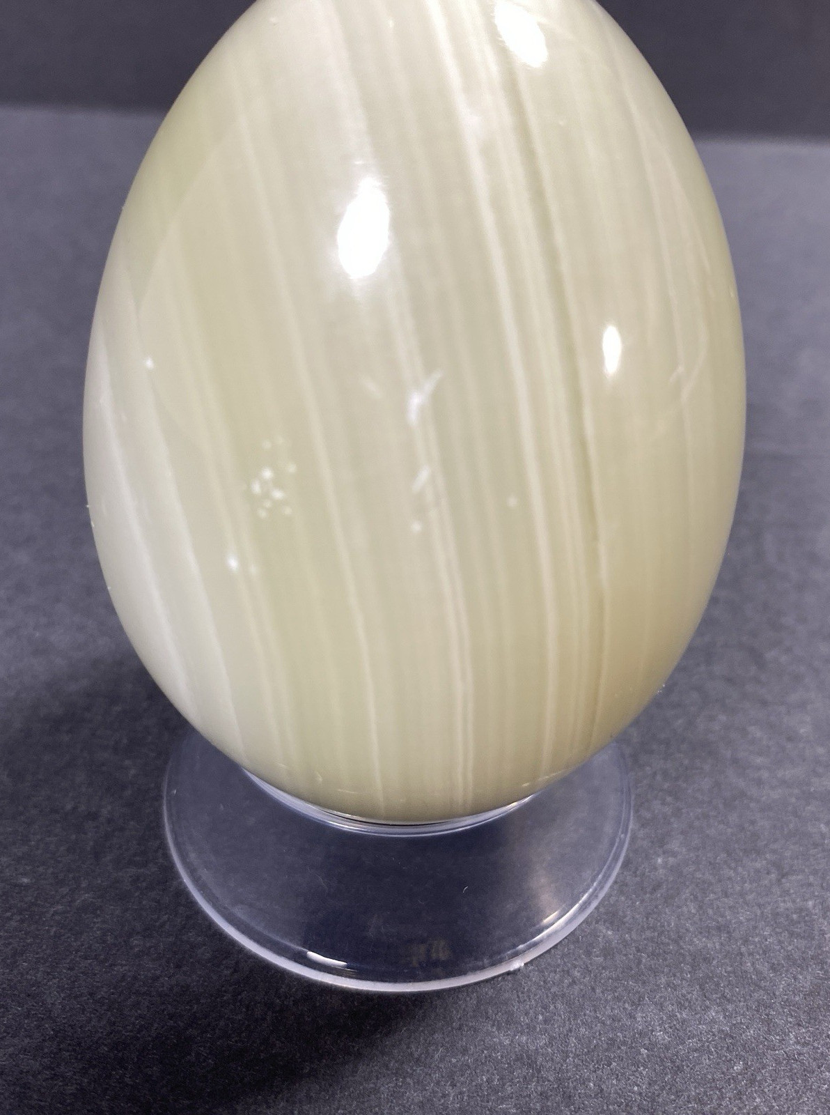 Natural Onyx Stone Egg With Stand Hand Polished Banded Agate Calcite Crystal