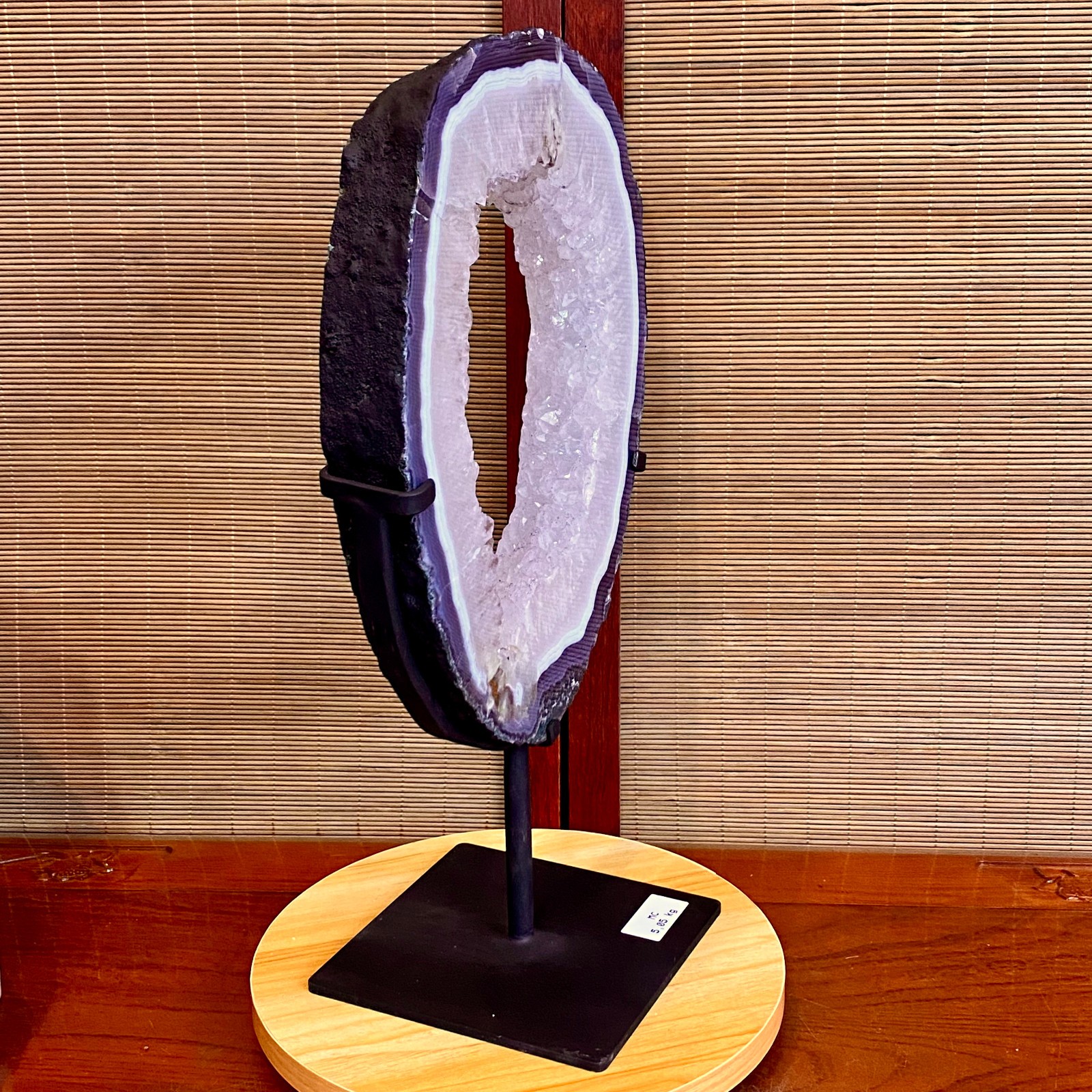 11.13LB Natural Amethyst Cave Crystal Slice Crescent shaped Hand Cut Repai