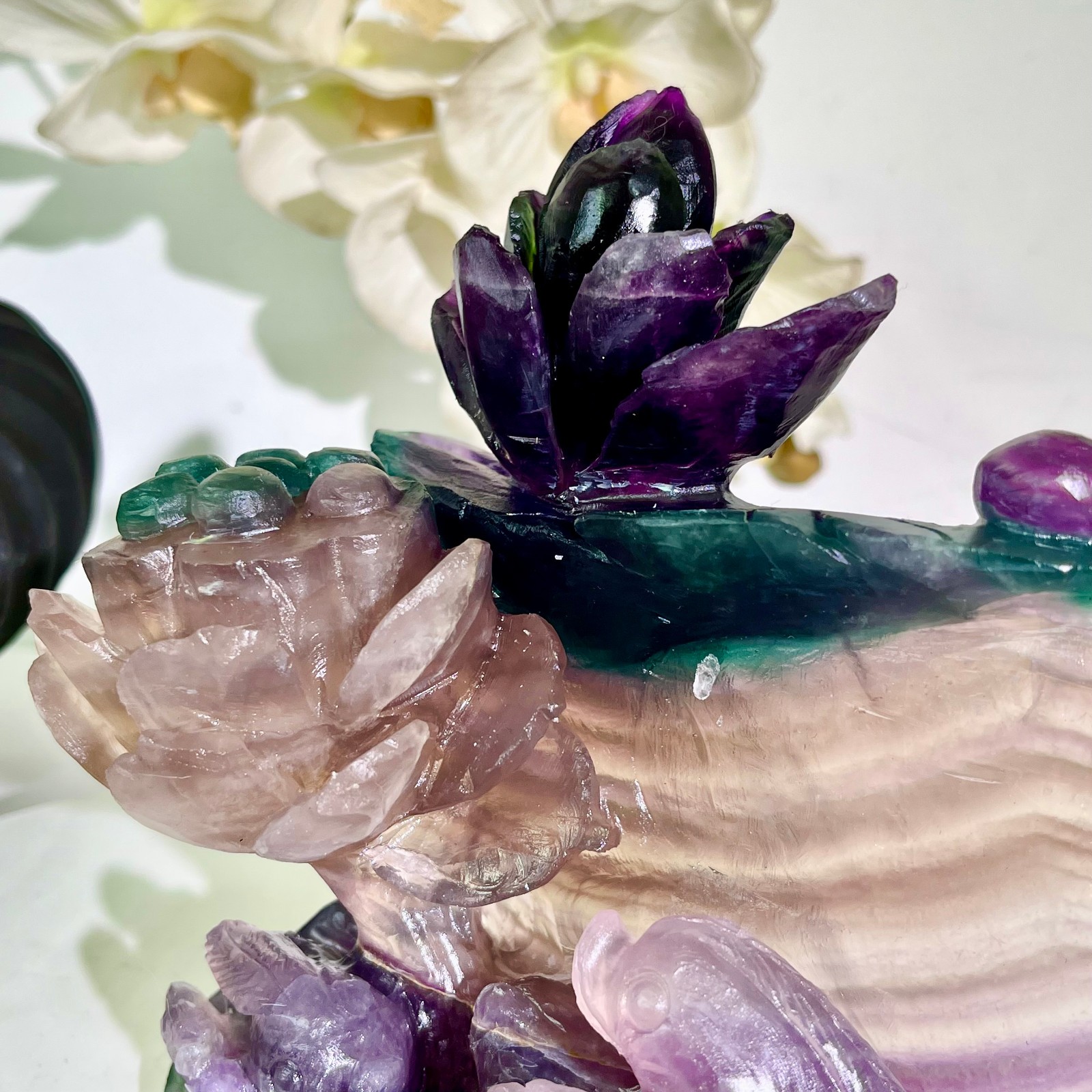 4.47LB Natural fluorite quartz products, hand carved and polished spiritual orn