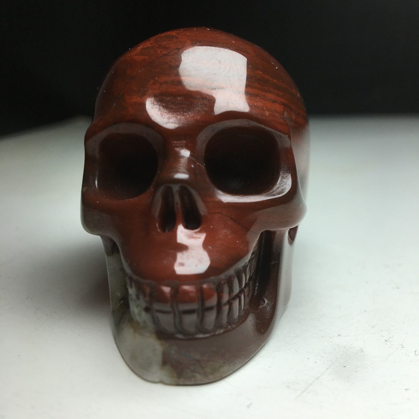 2.0”Natural Crystal Mineral Specimen.RED AGATE.Hand-carved SKULL.Statue.GIFT.CG