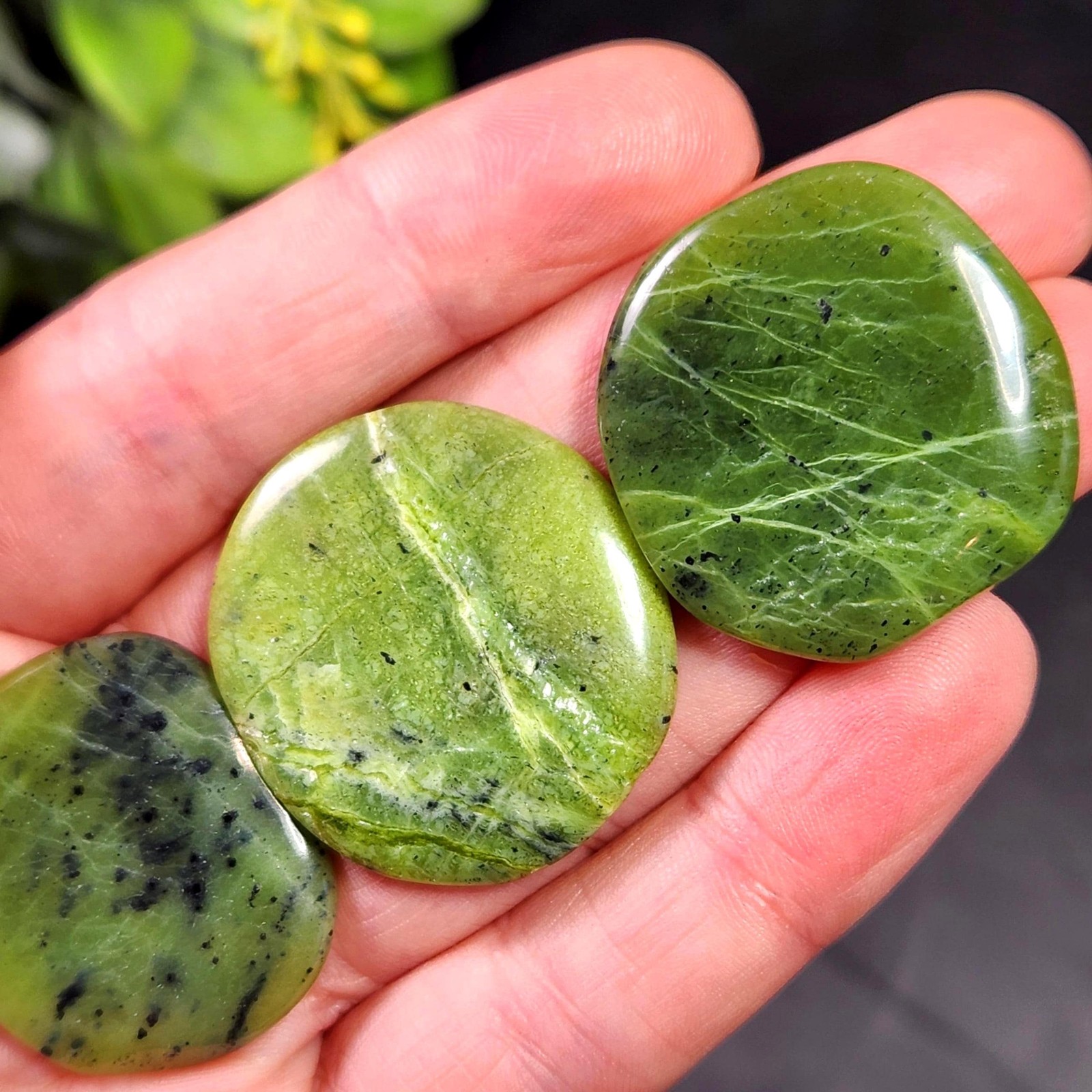 Canadian Green Jade Polished Palm Stone (1″+), Tumbled Jade Crystal Specimen
