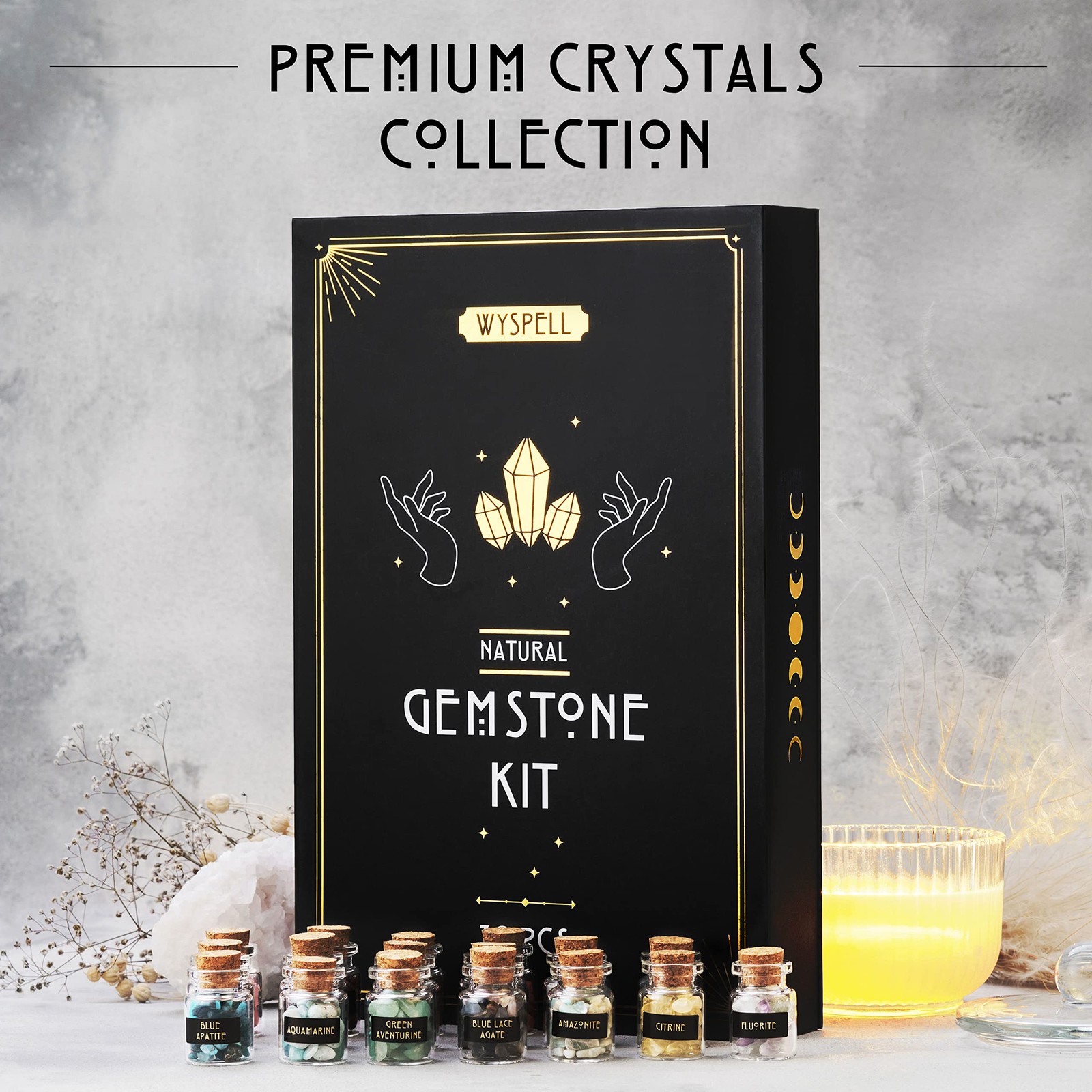 Witchcraft Crystals Set: 30 PCS Gemstones in Jars for Altar & Wiccan Supplies